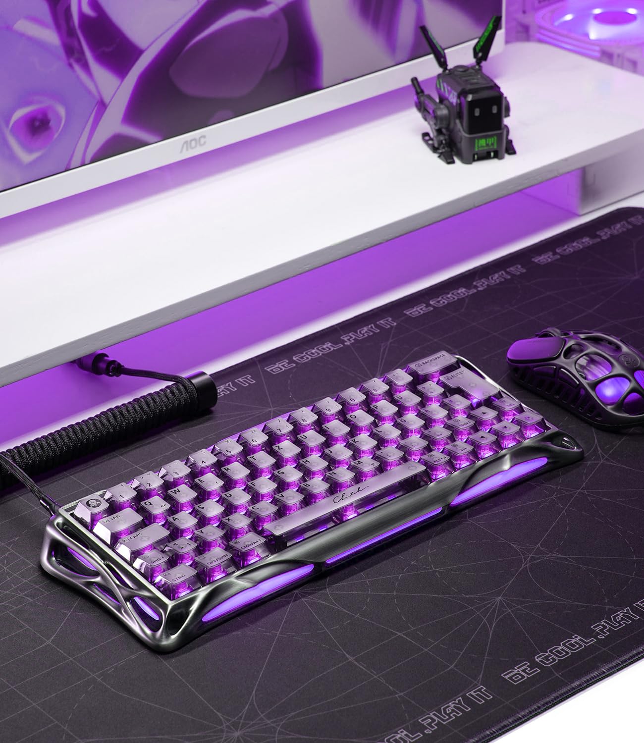 GravaStar Mercury V60 Pro - Tastiera da gioco 60% effetto Hall, tastiera a scatto rapido con 8000 Hz, interruttori magnetici, Snap Tap/SoCD, alluminio CNC, RGB, per FPS, Valorant, CS2, PC/Mac (Silver