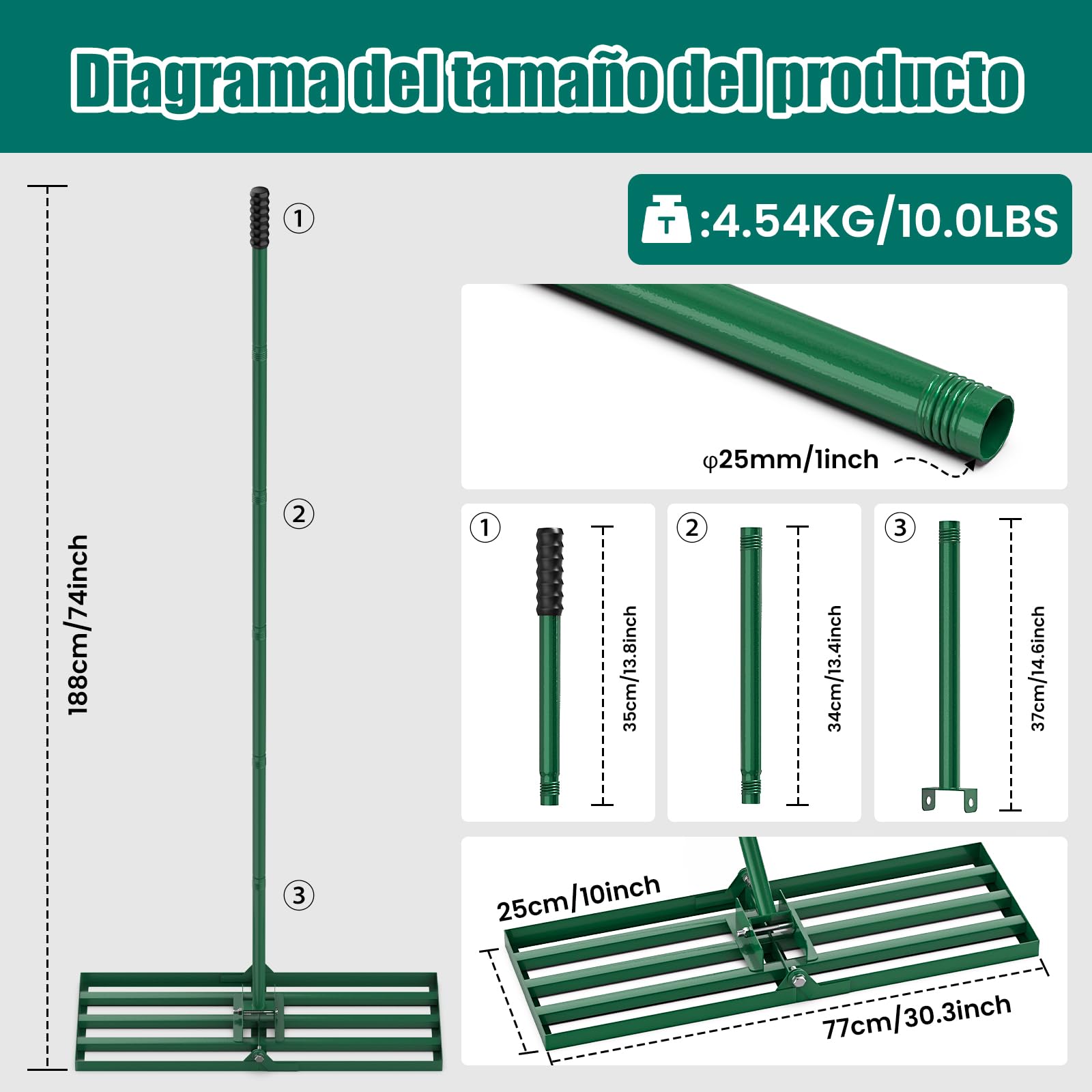 HYCHIKA BETTER TOOLS FOR BETTER LIFE - Rastrillo nivelador de césped