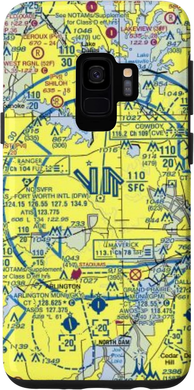 Galaxy S9 Dallas Fort Worth (DFW) Sectional Chart Aviation Case Cell Phones