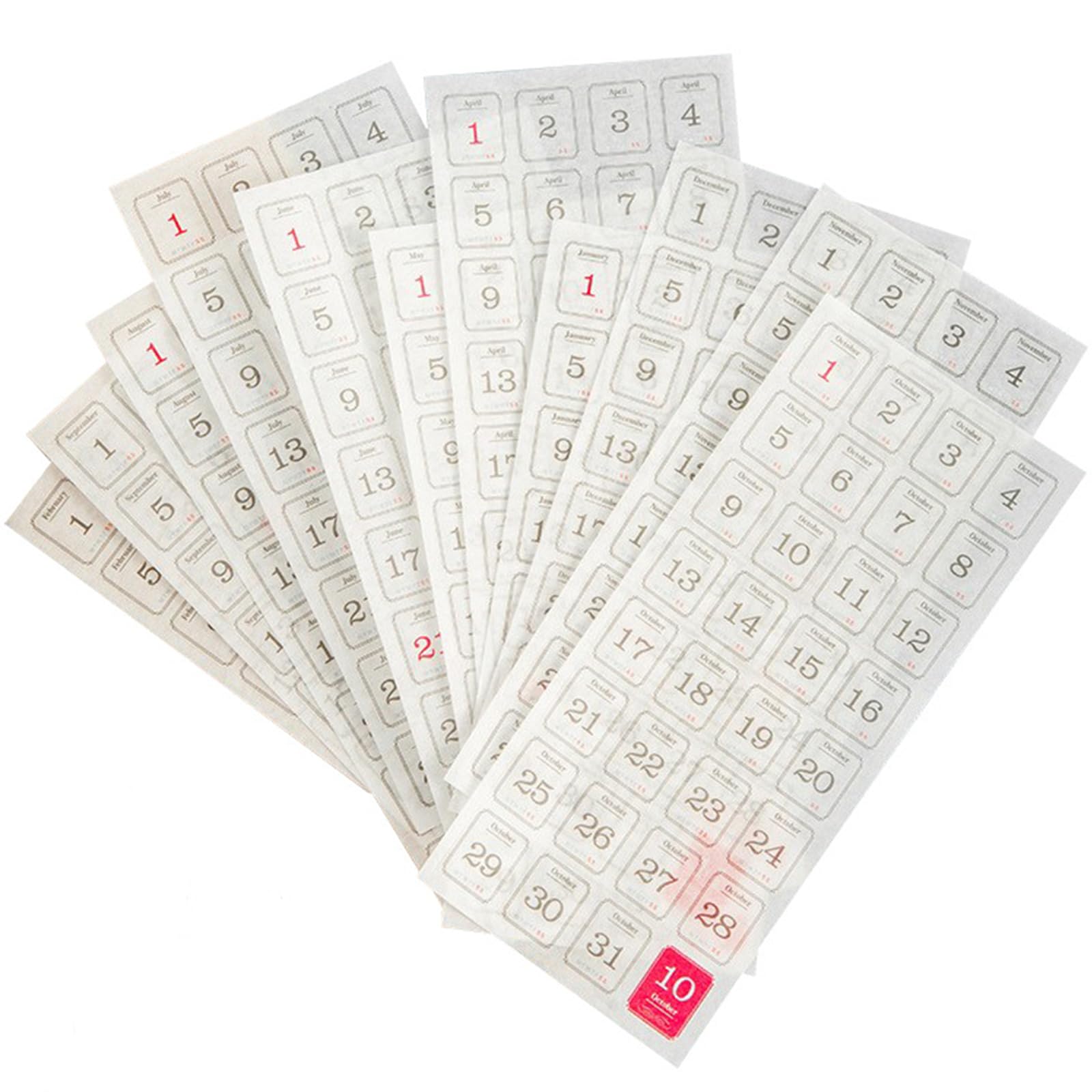 12 Sheets 365 Date Calendar Stickers Decorative Planner Journal Labels