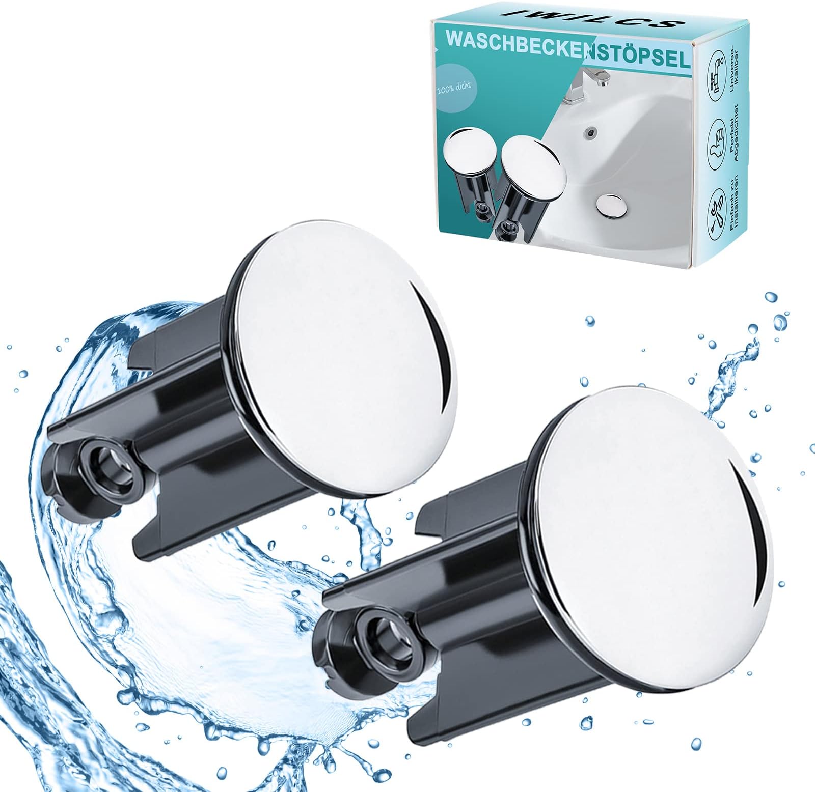 Tappo Lavandino Universale 40mm - 2 Pezzi Cromato Per Bagno E Cucina, Facile Installazione - Foto 8