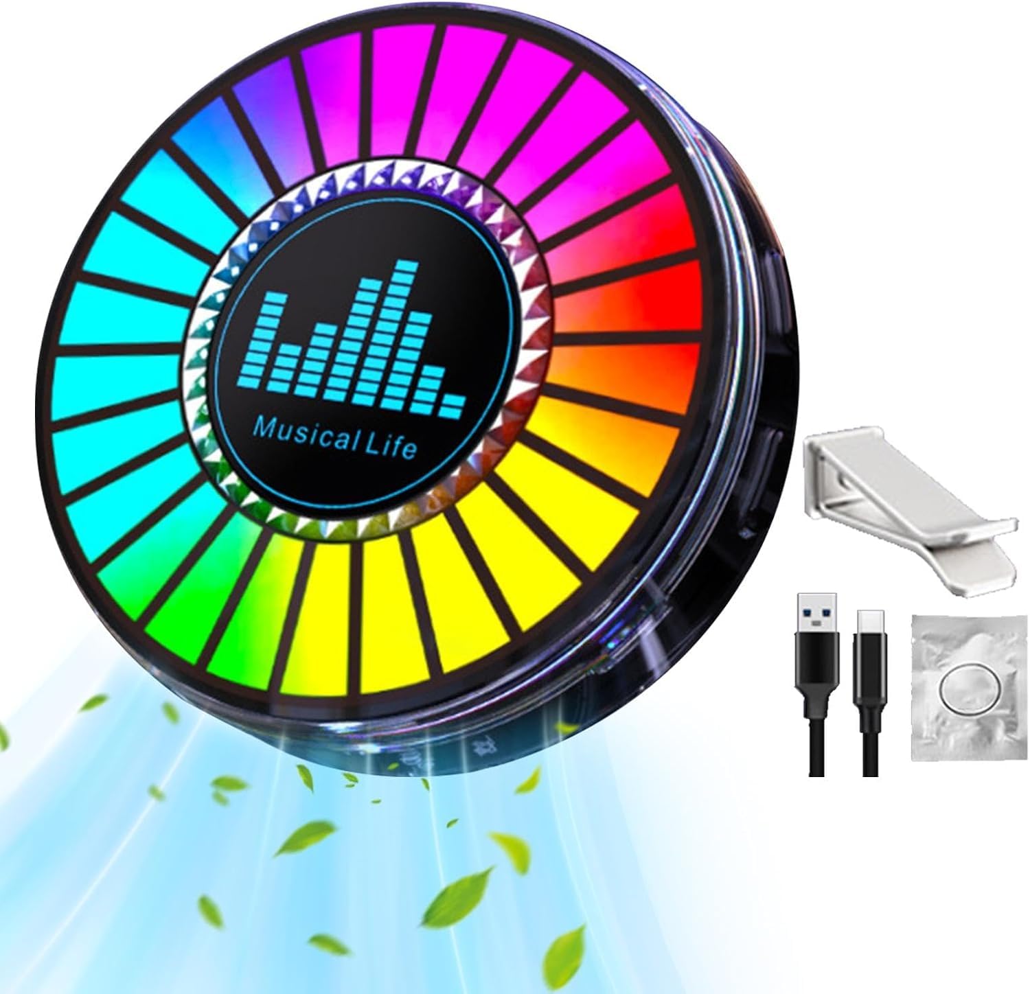 Rudfovn Musical Rhythm LED Car Light with Logo (with Aroma Diffuser), RGB Voice-Activated Musical Rhythm LED Car Light for Auto, Party