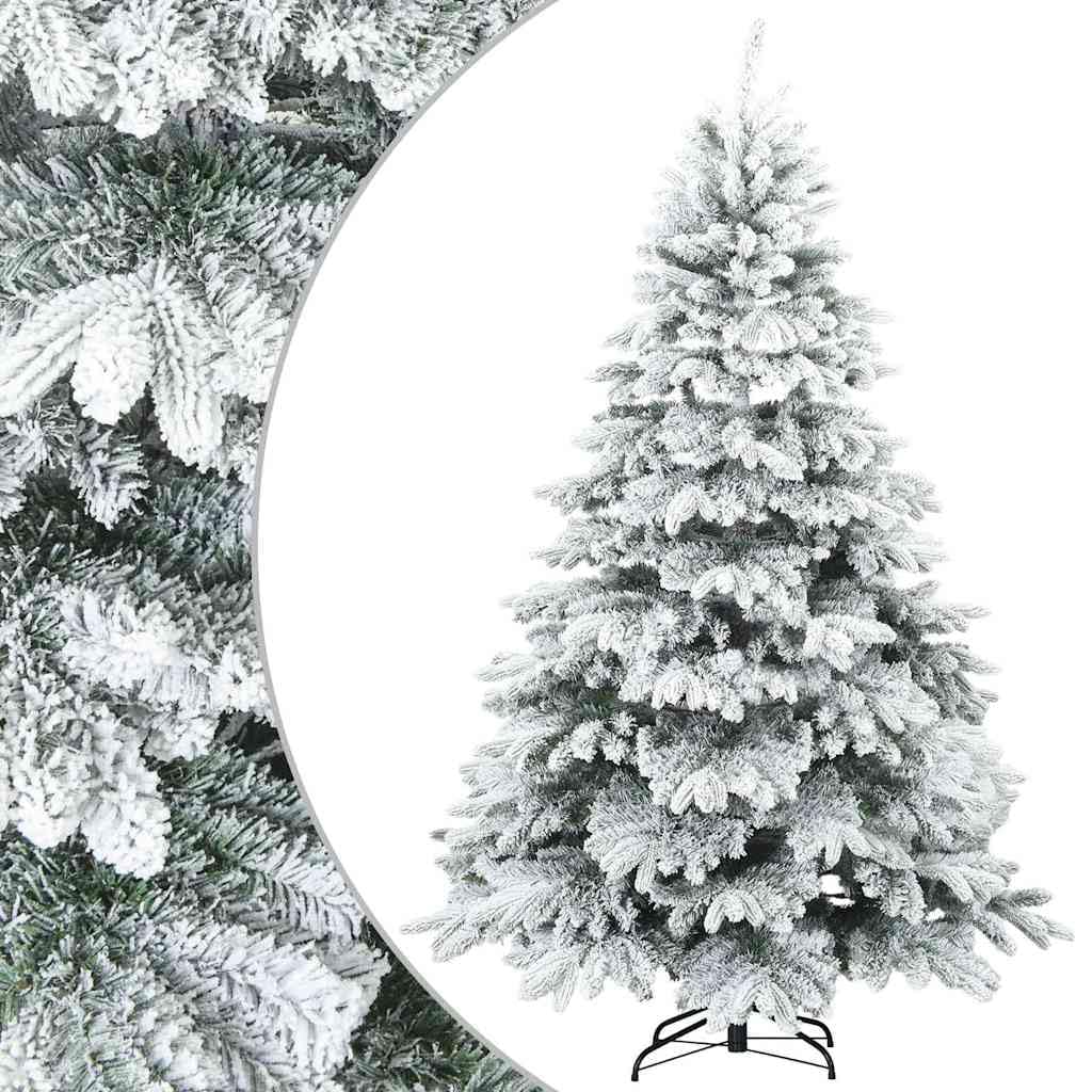 Moderno árbol de Navidad artificial plegable con nieve flocado blanco, 180 cm, PVC/PE para interior y exterior, base estable