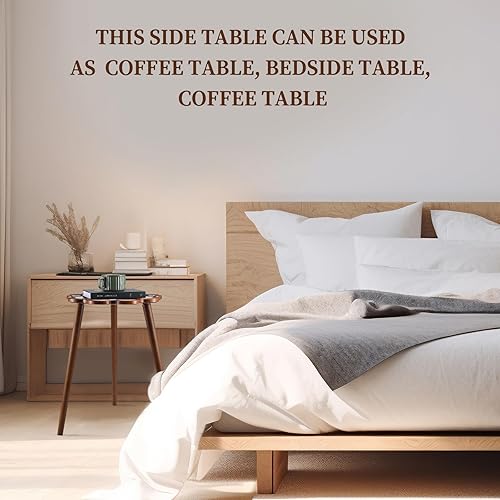 Miniatura 7 de Chunful Moderna mesa auxiliar redonda de madera pequeña de 15 x 15 x 22 pulgadas, mesa auxiliar de Martini de madera maciza de mediados de siglo