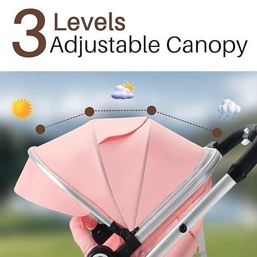 Miniatura 4 de Cochecito de bebé 2 en 1, cochecito convertible con asiento reversible, cochecito plegable para recién nacido, toldo ajustable, cesta de