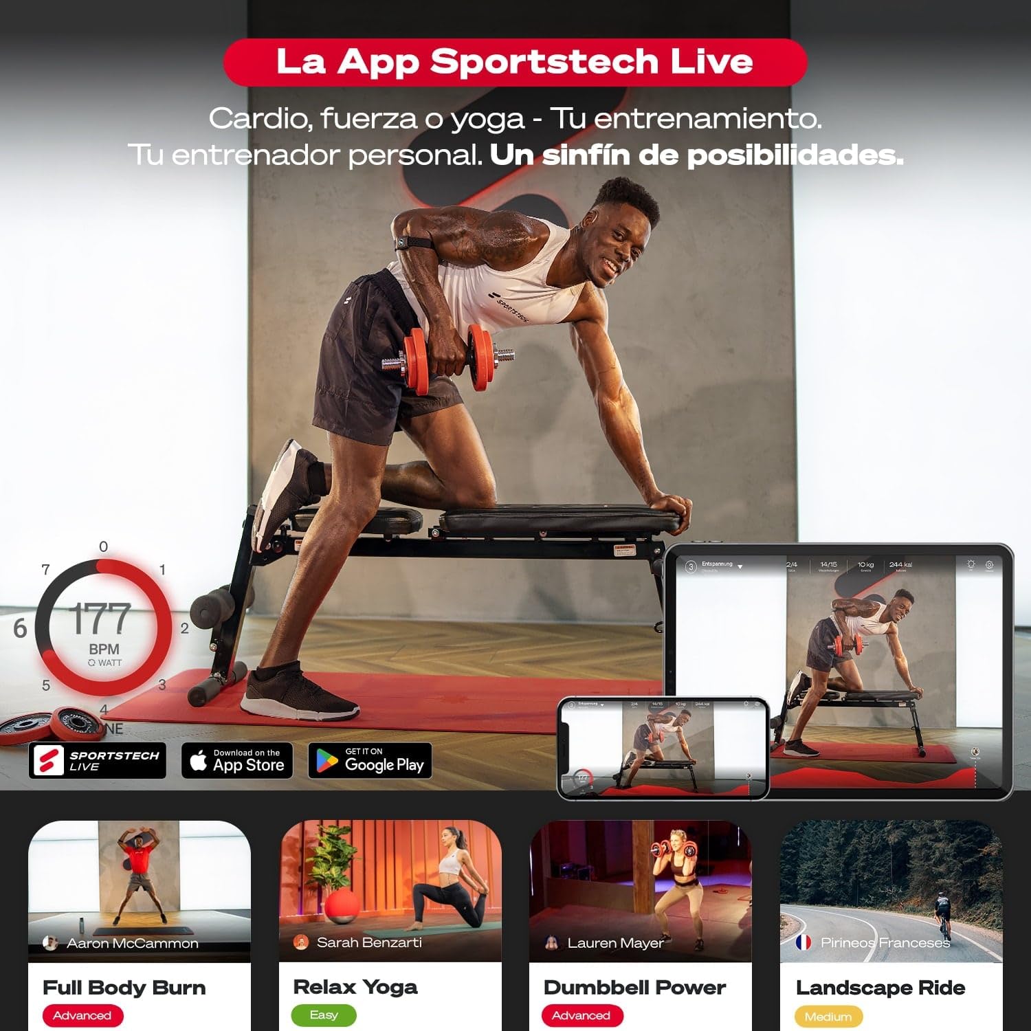 SPORTSTECH BRT200 Entrenador de Espalda y Abdomen 3en1 Patentado propio con innovador diseño antideslizante; Plegable; Multifuncional con acolchado ergonómico; Plegado fácil.