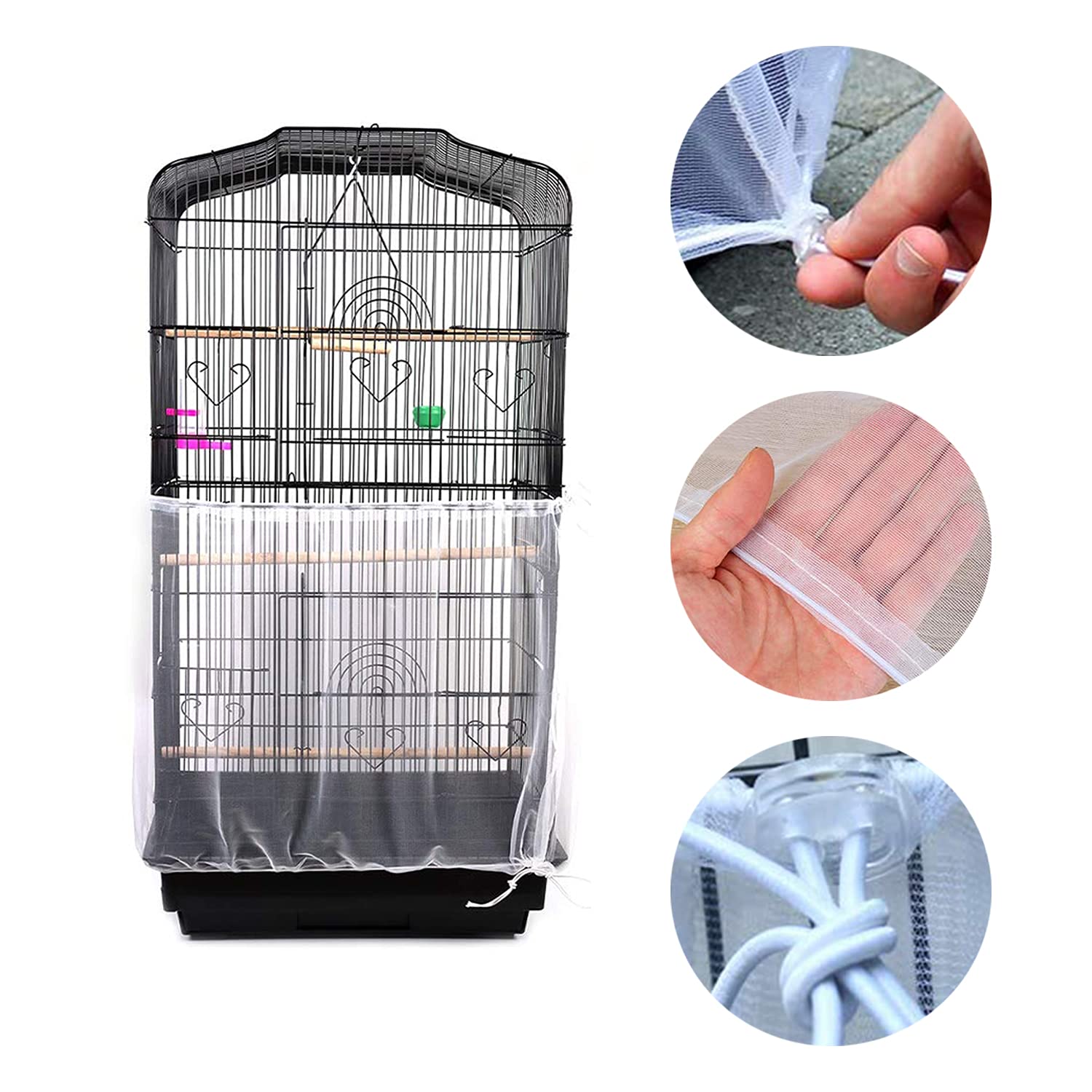 Copertura Gabbia Pappagalli ASOCEA Extra Large - Tessuto Oxford Oscurante, 48x38x92 Cm, Nero, Per Ara E Conuri - Foto 2