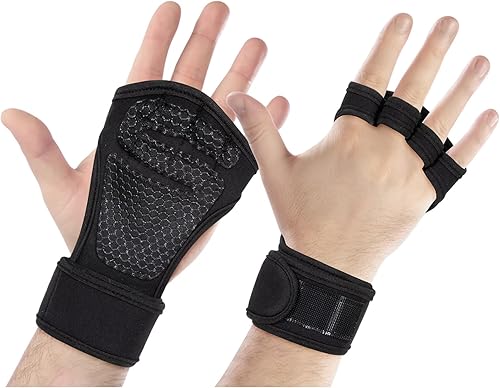Miniatura 1 de Lorpect Guantes de levantamiento de pesas ventilados con muñequeras integradas protección completa de la palma y extra agarre ideal para dominadas