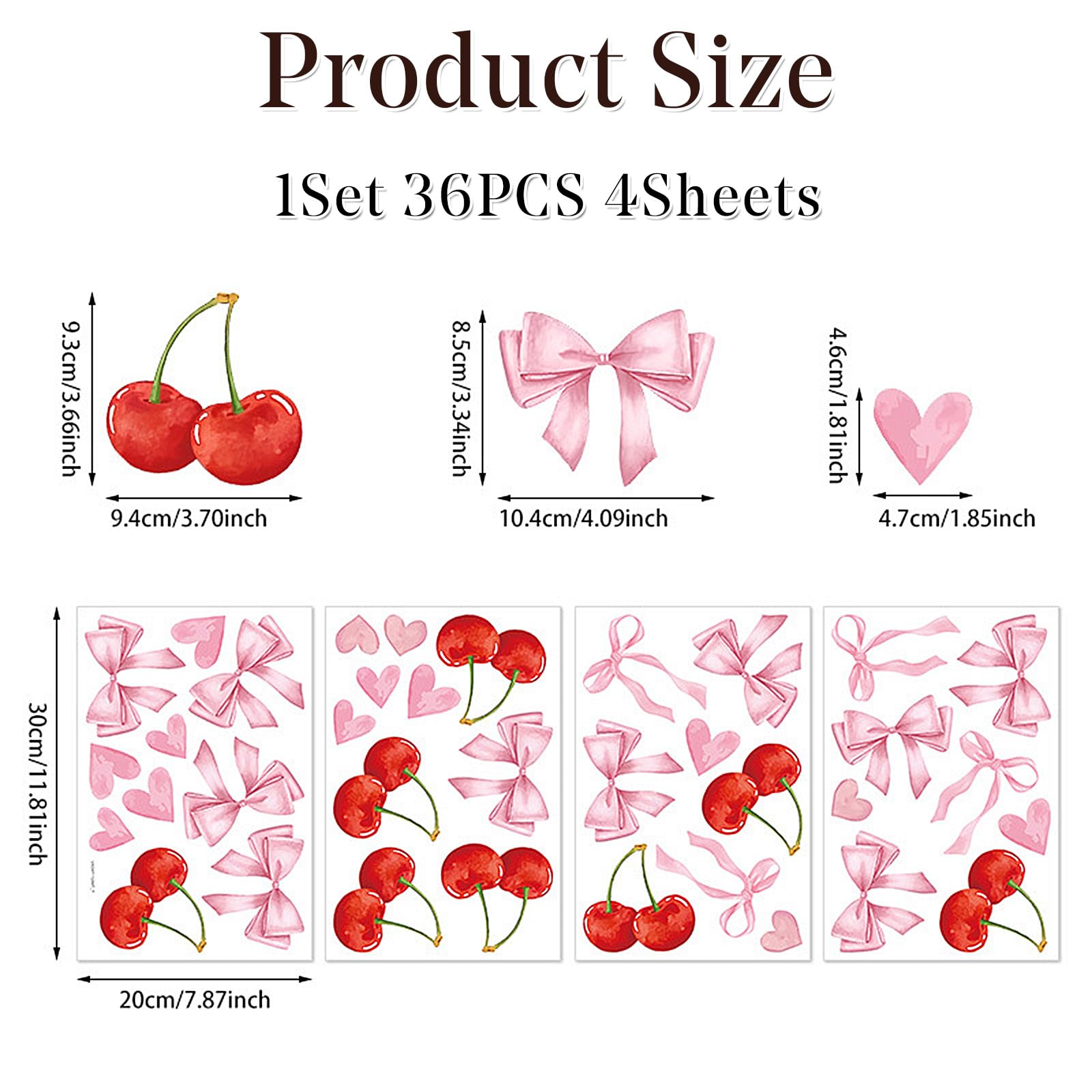 Pink Bow Room Decor Cute Cherry Girls Wallpaper Pink Love Heart Decorations - Image 2