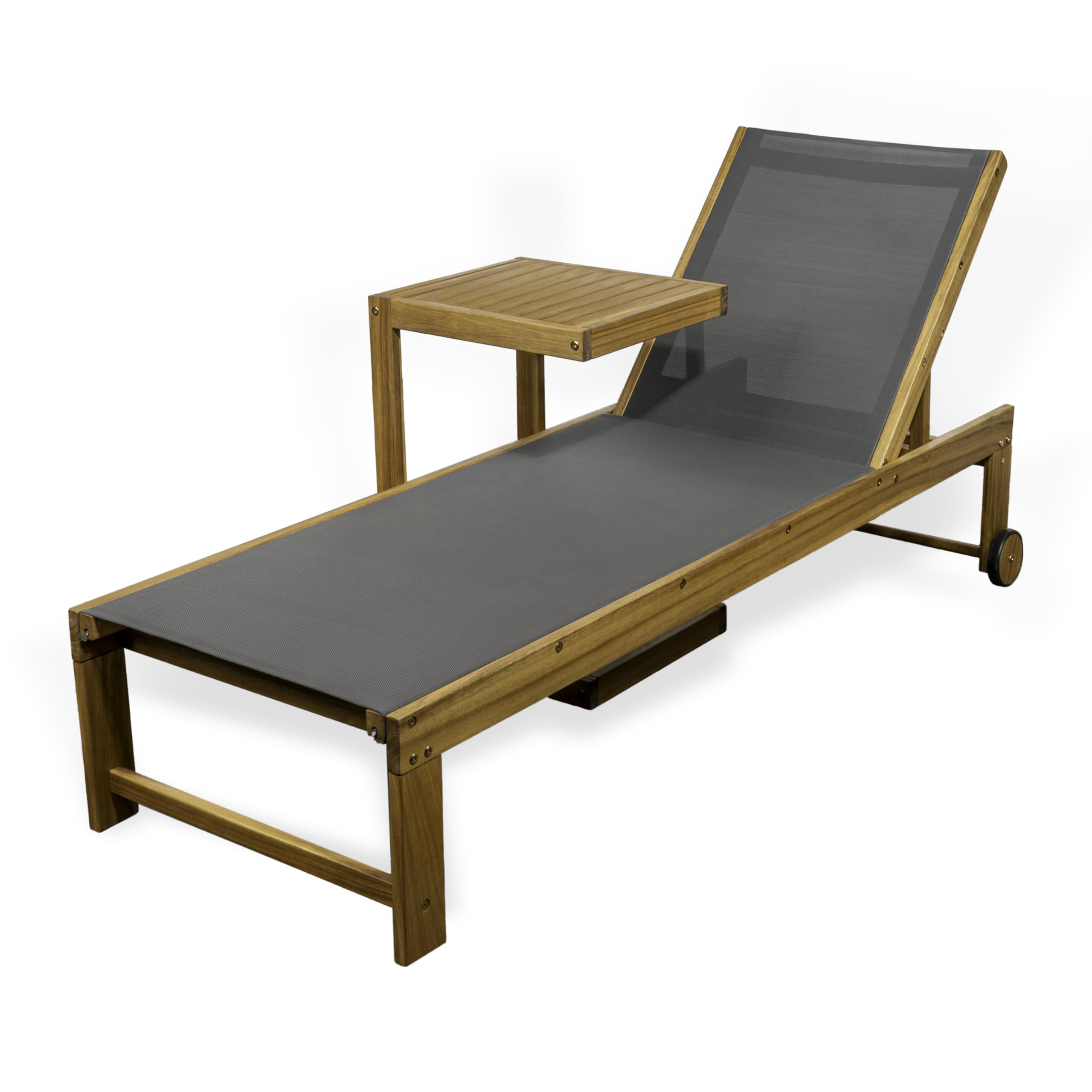 Photo 1 of JONATHAN Y Trabuco 3-Position Adjustable 2-Pc Acacia Set, Teak/Dark Gray---factory sealed 
