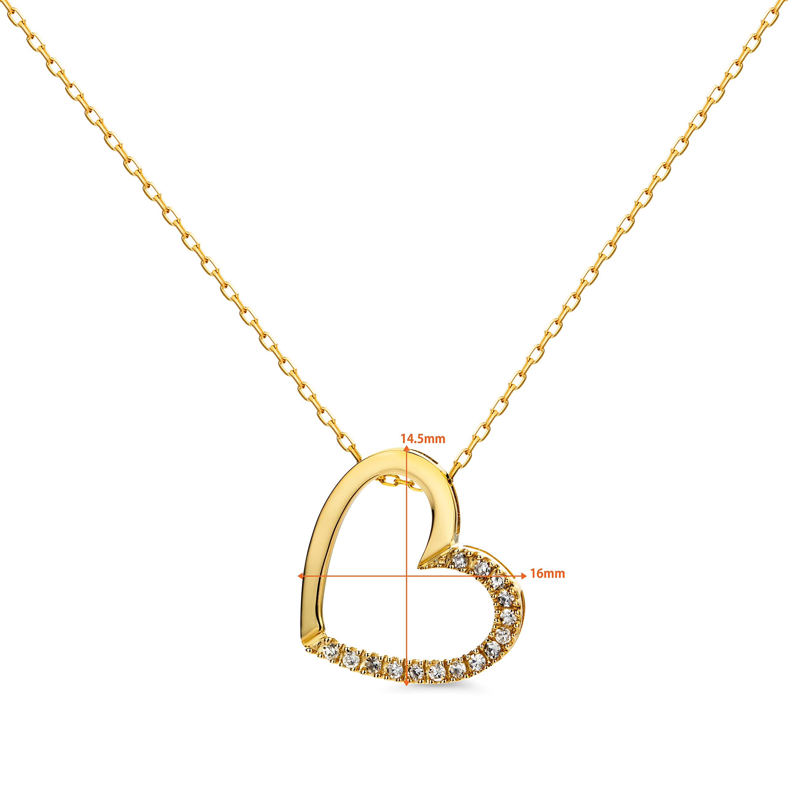 Orovi - Collar de mujer con diamante, cadena de oro amarillo de 9 quilates (375), brillantes de 0,10 quilates, cadena de oro con 15 diamantes