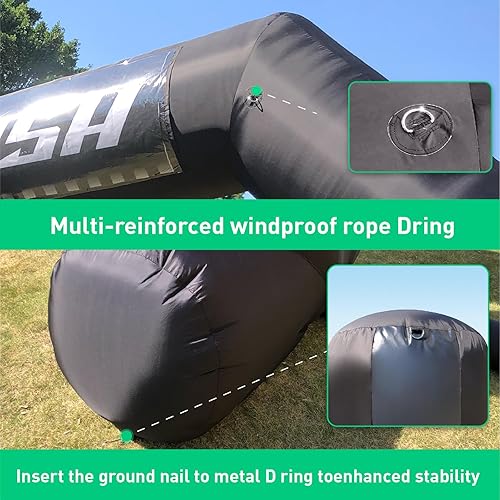 Miniatura 5 de Arco inflable de 20 pies con pies en forma de T y soplador, arco inflable hexagonal con pancartas intercambiables de línea de iniciometa para