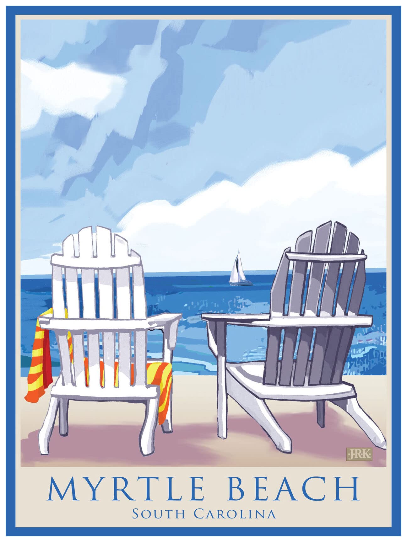 Myrtle Beach South Carolina Adirondack Chairs Water Giclee Art Print |  Desertcart Seychelles, image size:1296x1728