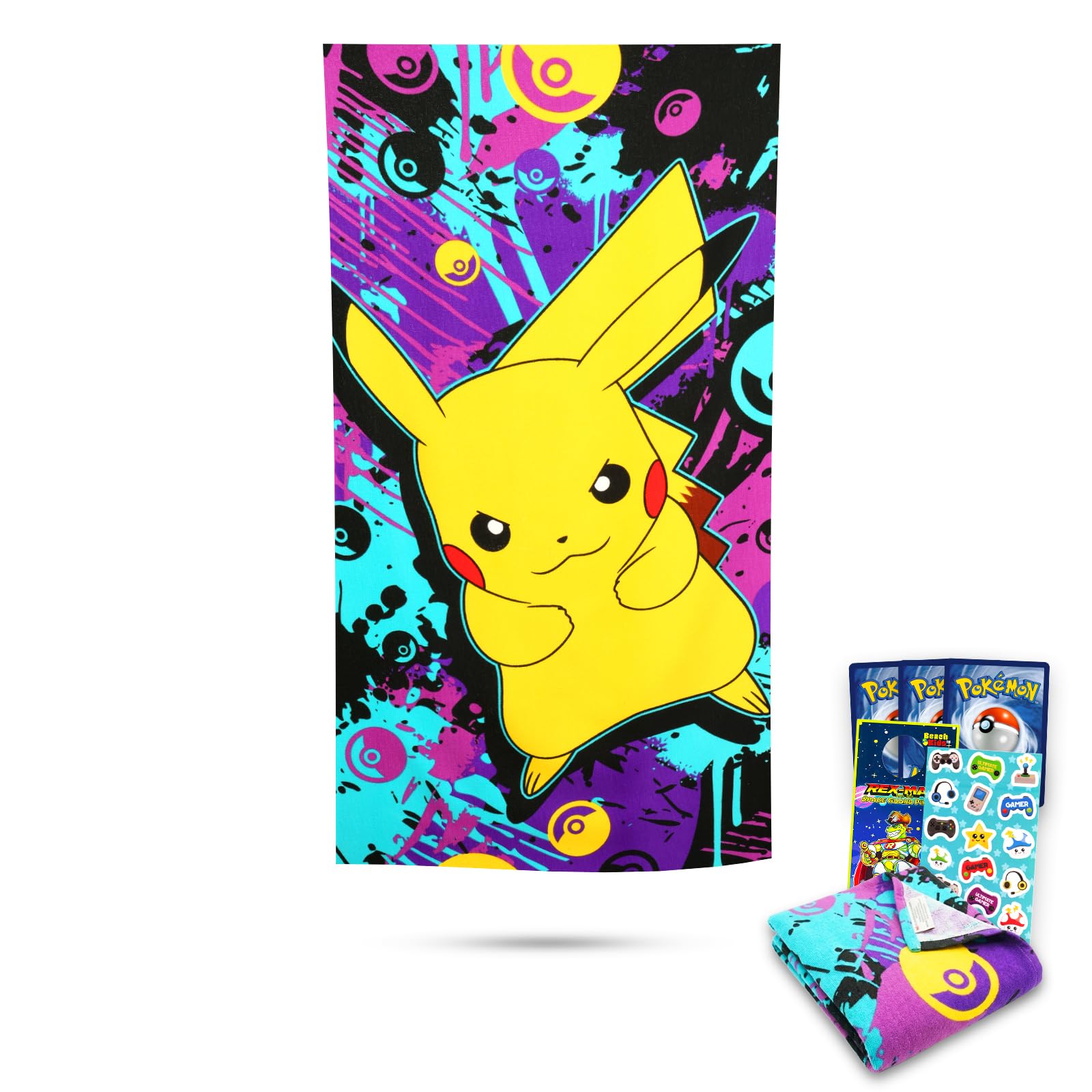 Amazon.co.jp: ポケモンビーチタオルセット - 27x54インチのピカチュウ