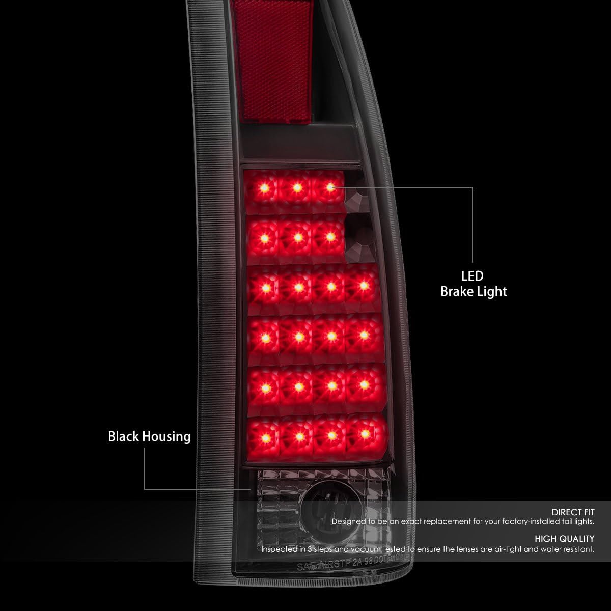 DNA MOTORING TL-C10-LED-BK-CL LED 3D Tail Light Assembly Driver & Passenger Side [Compatible with 99-00 Escalade / 92-94 Blazer / 88-99 C1500-C3500]