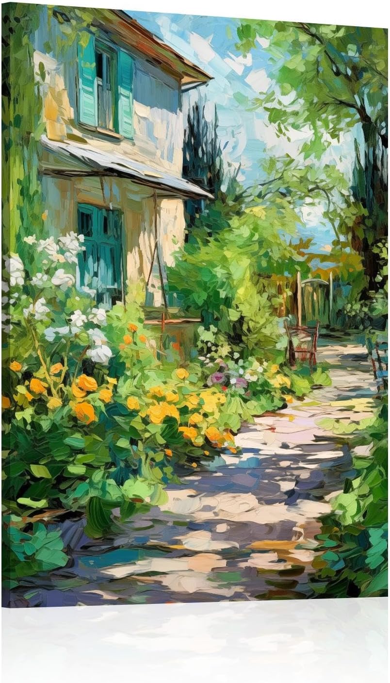 JGGXHM Art Wall Decor Cottage Garden Through the Seasons Artwork Modern Canvas Prints Office Bedroom Home Decor Painting Mural -(75x100cm) 30x39in internal frame