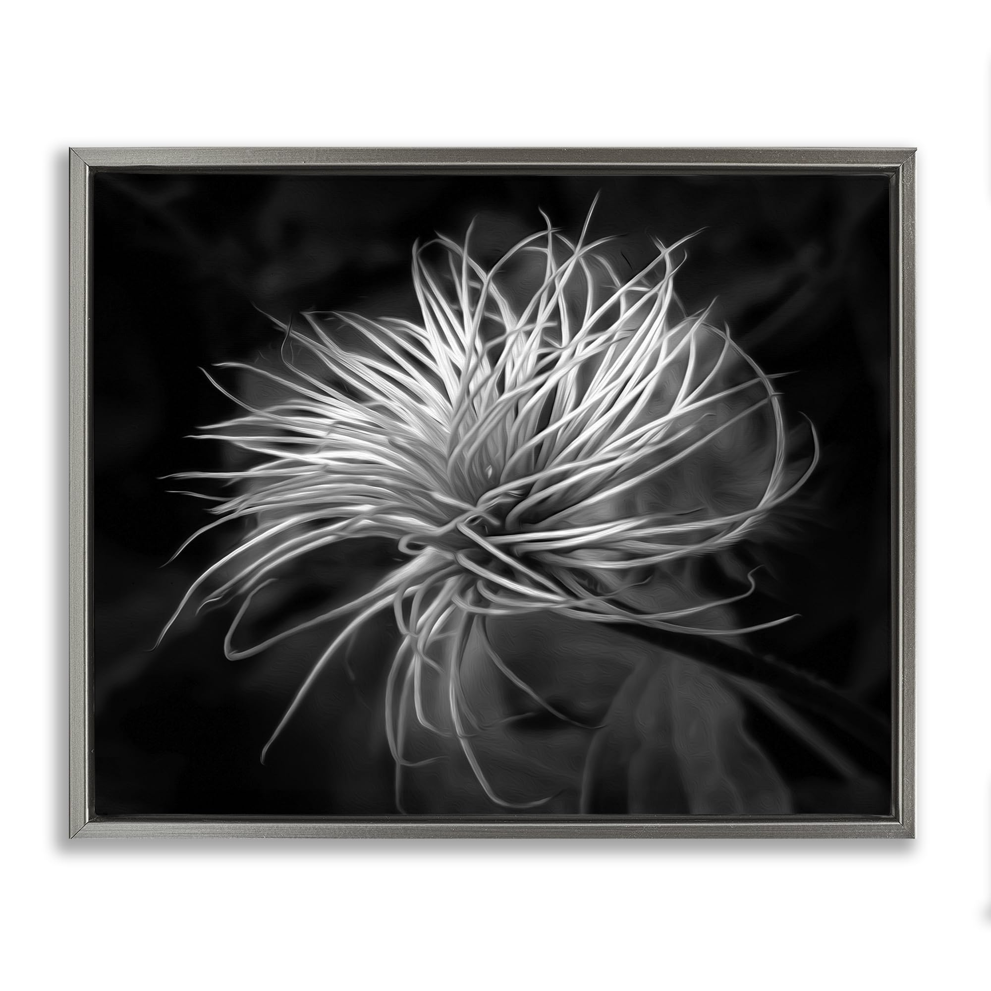 'Twisting Botanical Leaves Contrast'| Floating Frame Canvas Art