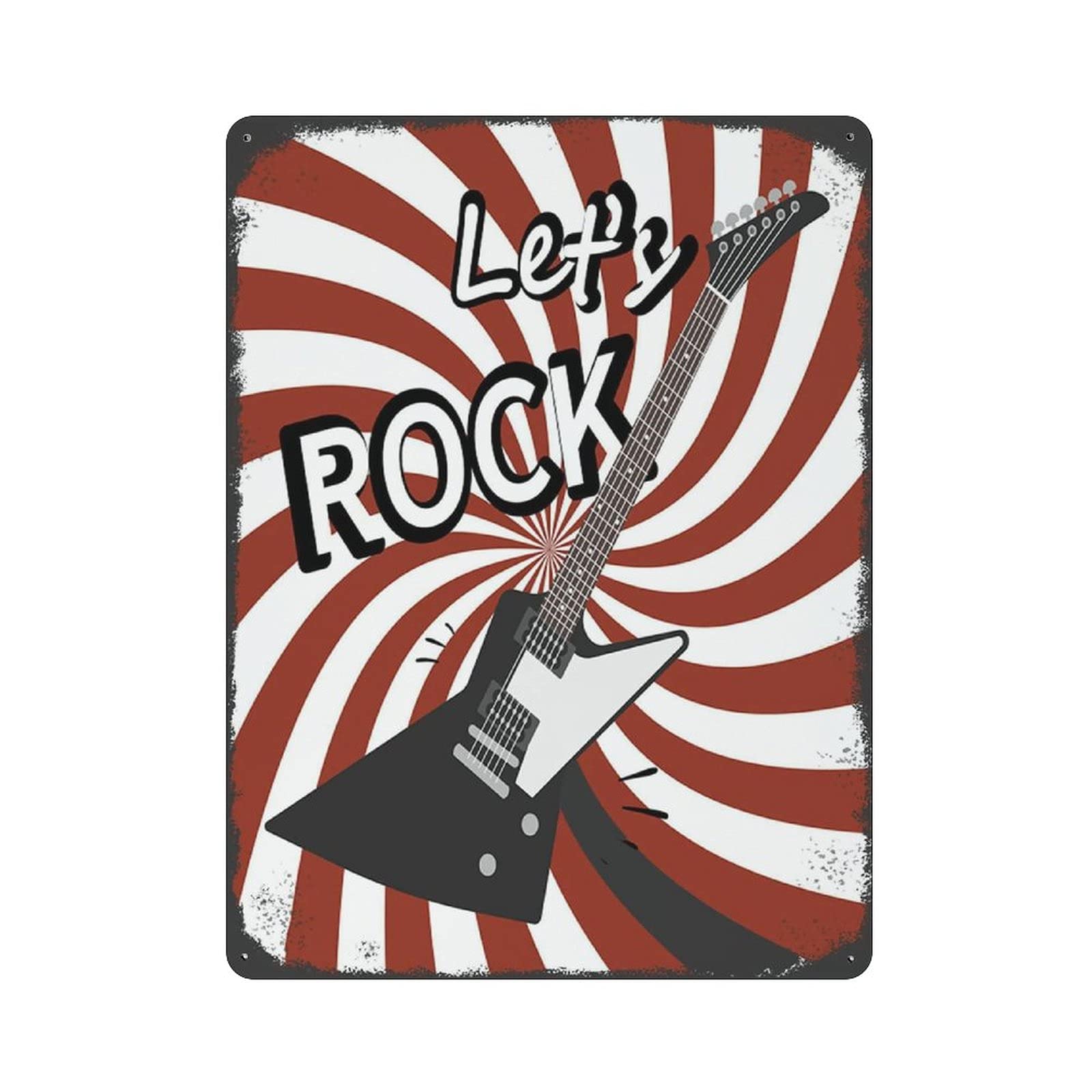 Lawenp Rock Guitar Poster Music Metal Signs, Fun Poster For Bar Kitchen Cafe Farmhouse Wall Decor 12X16 Inch