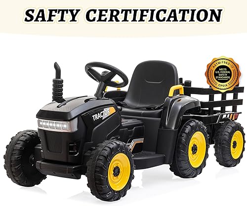 Miniatura 8 de TOBBI - Tractor de juguete a batería de 12V con remolque color verde rosado y rojo Negro, Verde oscuro, Verde, Rojo, Rosa Rojo