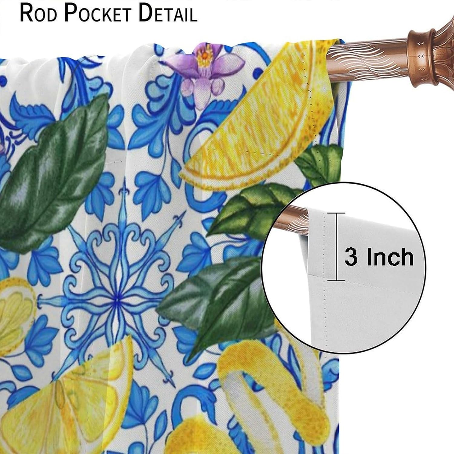 Yellow Lemon Blackout Window Curtains, Modern Plant Green Leaves Cute Fruit Farmhouse Window Drapes, for Living Room Bedroom Kitchen 21(W)*45(L) 2 Panels