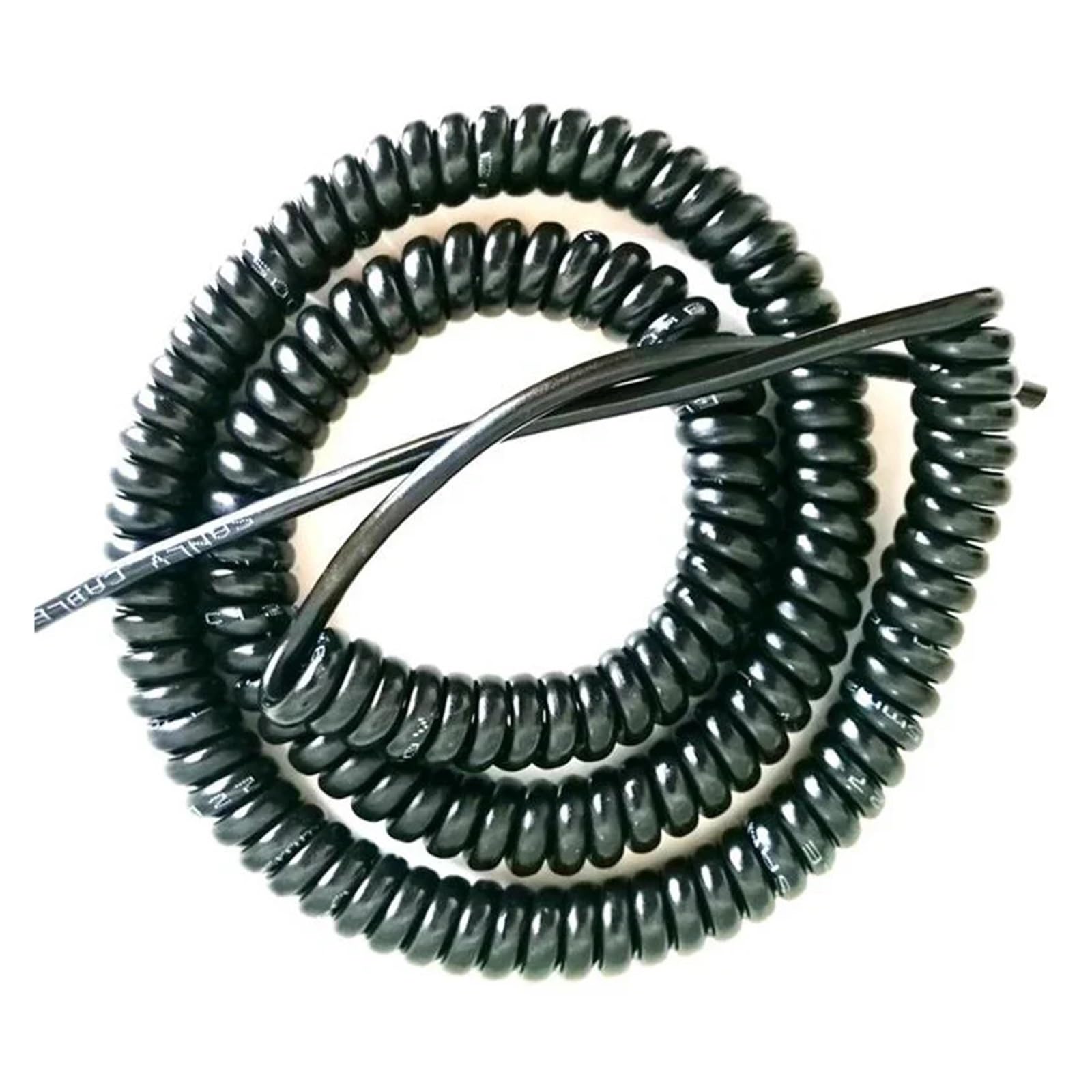 6-adriges 0,2 mm² 24AWG Federteleskop-Spiralkabel, 0,5 m, 7. Schwarzes Netzkabel(2.5m)
