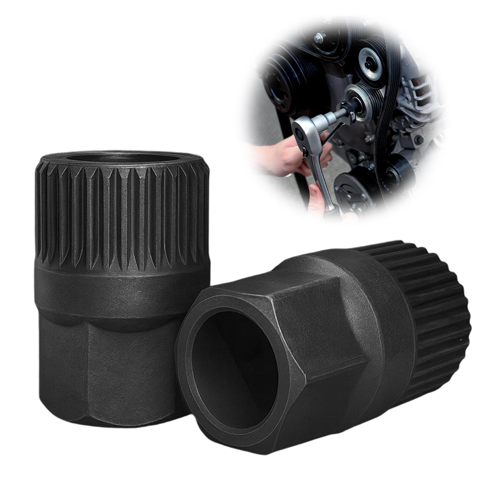 Generador Polea Desmontaje, 2 unids Herramientas de Desmontaje Polea Alternador, 33 Spline Desmontaje Rueda Libre Alternador, para el Embrague del Alternador para el Coche — view 7