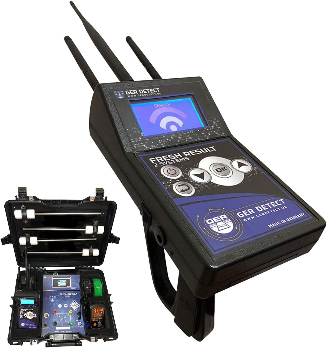 GER DETECT Fresh Result 2 Professional Underground Water Detector - Long Range Detector and Scanner for All Terrains - Well and Groundwater Finder