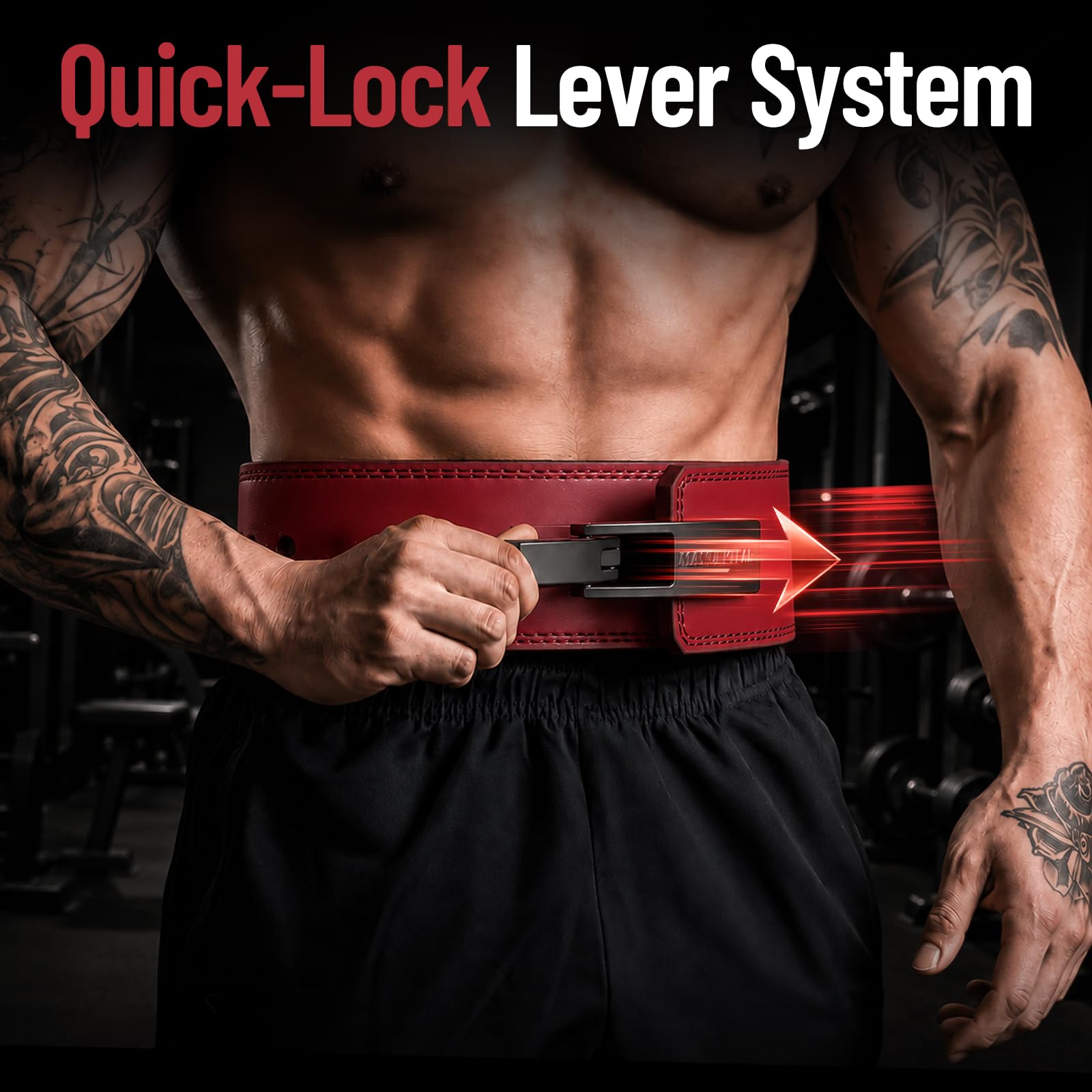 Manuklear Gewichthebergürtel, 10 mm dick und 10,2 cm breit, Hebelgürtel, Gewichtheben für Männer und Frauen, Powerlifting-Hebel, Fitnessgürtel für Kniebeugen, Kreuzheben, Workout