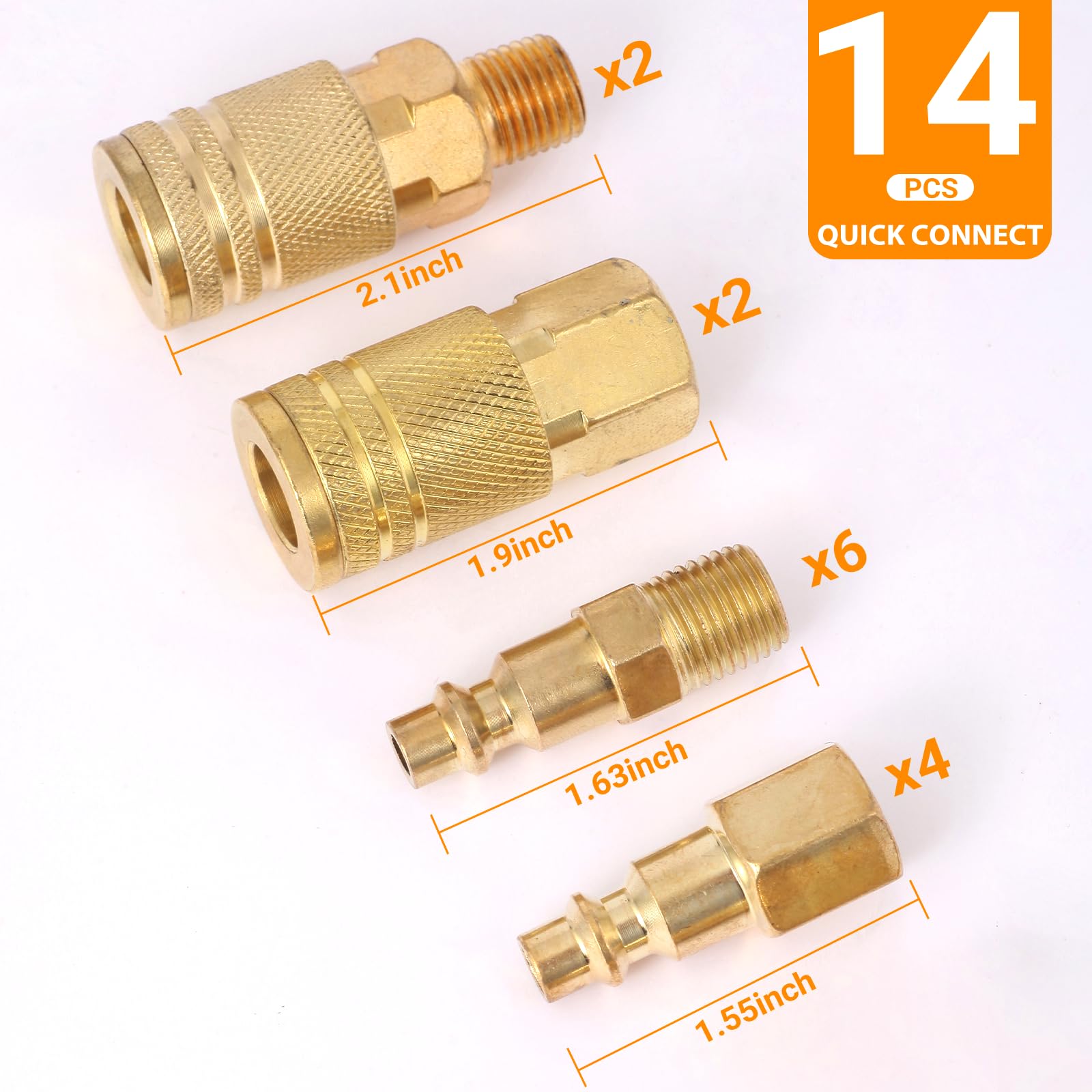 1/4" Quick Connect Air Fittings - 14 Pack -6 1/4" Quick Connect Air Fittings - 14 Pack -6