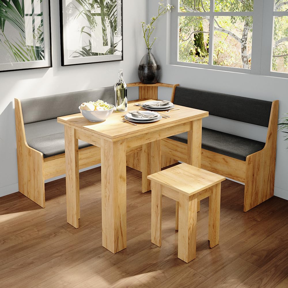 Vicco Groupe de banquettes d'angle Roman, Chêne de Force doré, 150x150cm avec Table