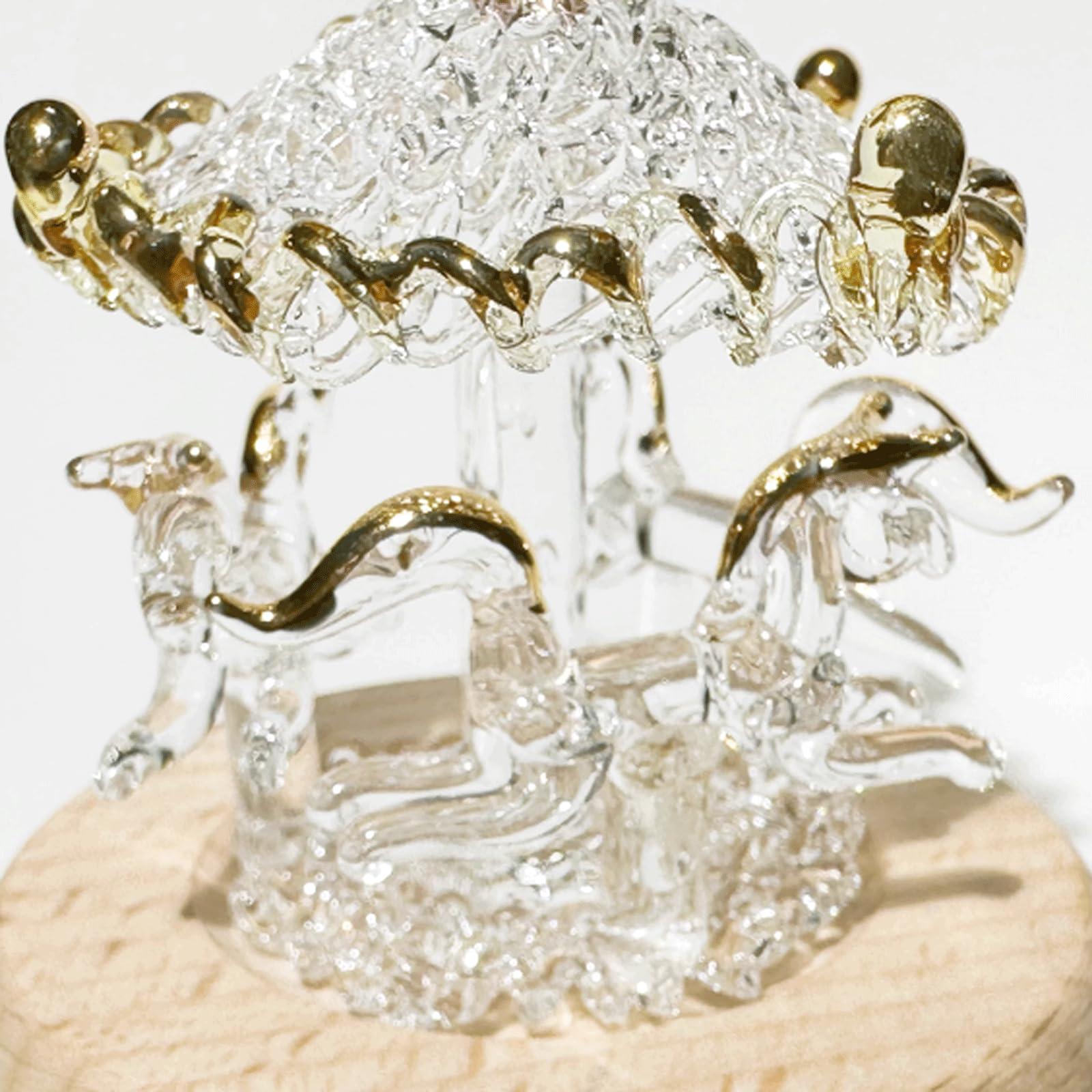 Adornos de Cristal Hechos a Mano de Oro Hueco, carrusel de Castillo de Luna de Cristal soplado a Mano, Adornos Huecos Hechos a Mano, Regalo Bonita Figura