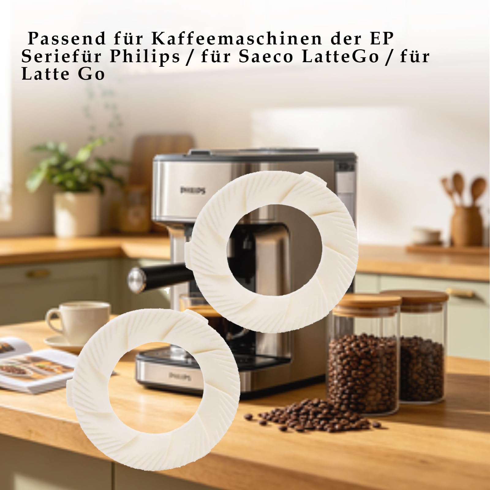 Set di 2 anelli di macinazione in ceramica per Philips Saeco Gaggia serie EP, macine per macchine da caffè e macchine da caffè, macinino di ricambio per motore smerigliatrice