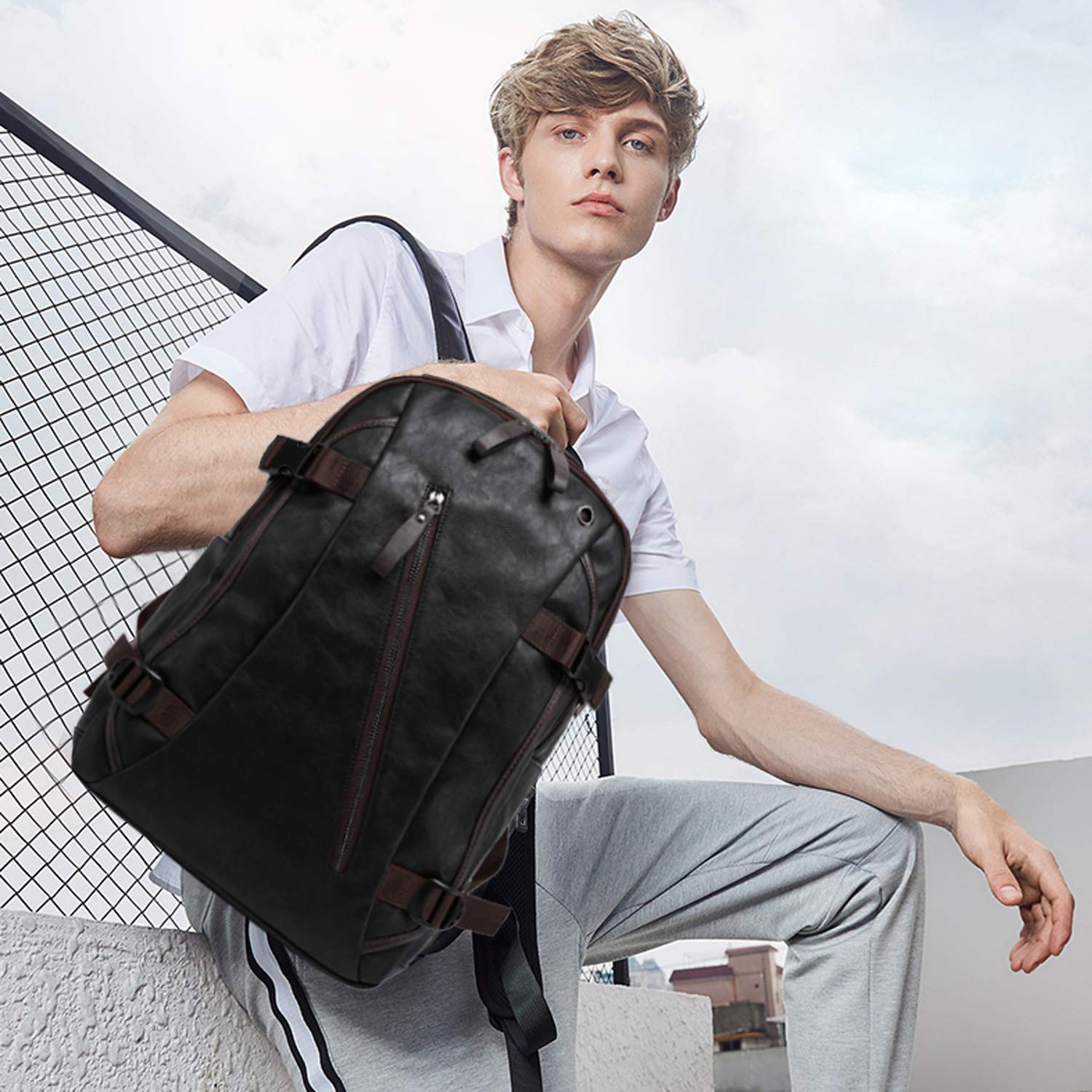 FANDARE Unisex Zaini Casual Zainetto Cartelle Uomo Zaino Scuola Adolescente Impermeabile Zaino da viaggio Ragazze Ragazzi Zainetti Alta Qualità Borse a Zaino PU Daypack