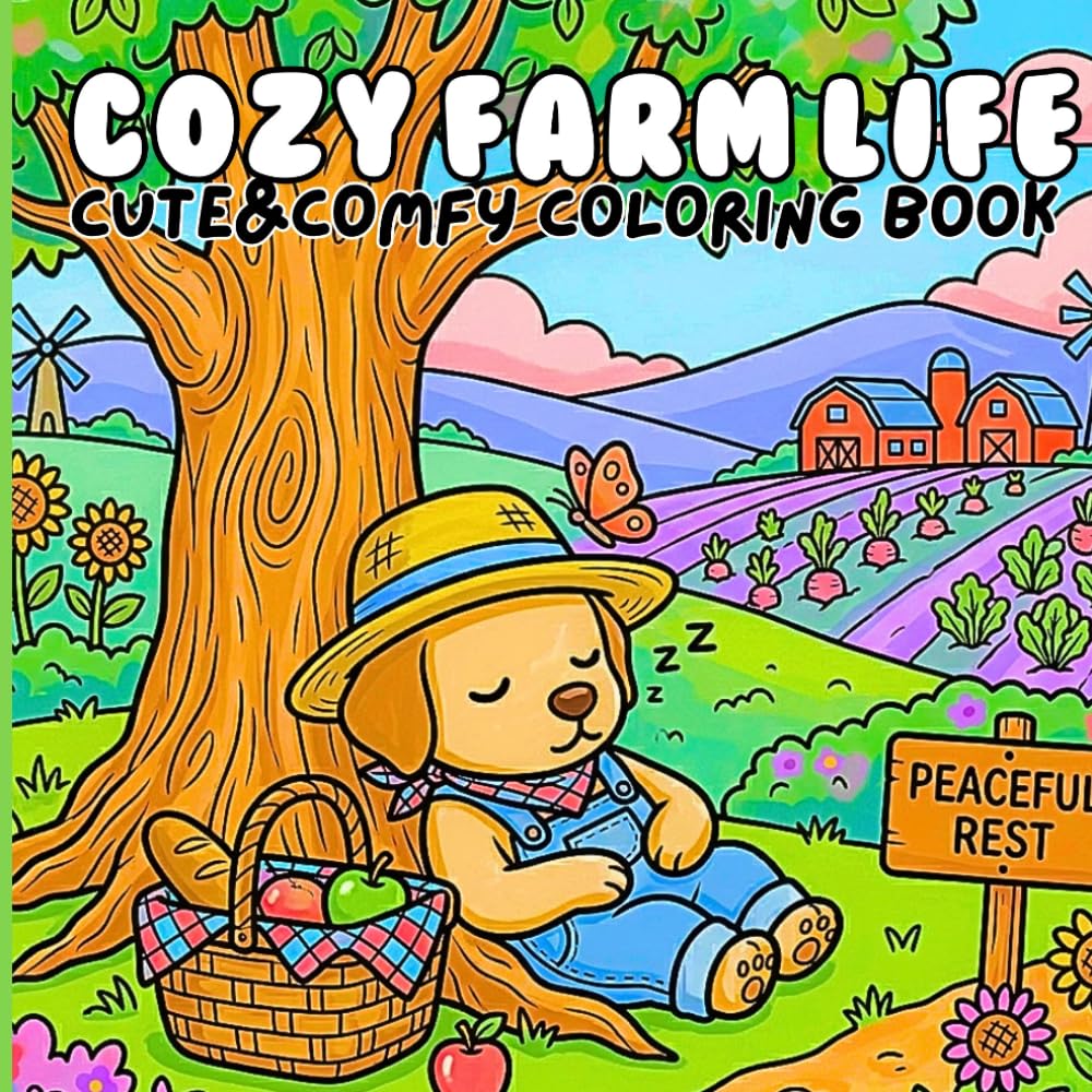 Cozy Farm Life: Cute & Comfy Coloring Book for Adults and Teens — 41 Unique Charming Farm Animal Illustrations of Peaceful Countryside Scenes & Sweet Rural Adventures