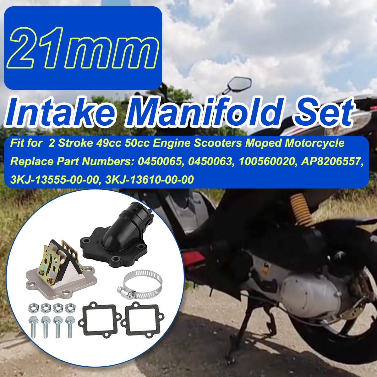 Juego de juntas para válvula de láminas del colector de admisión de motocicletas para Aprilia SR50 para Yamaha Aerox Jog 50 para Polaris motores de 2 tiempos 49 cc 50 cc scooters ciclomotores