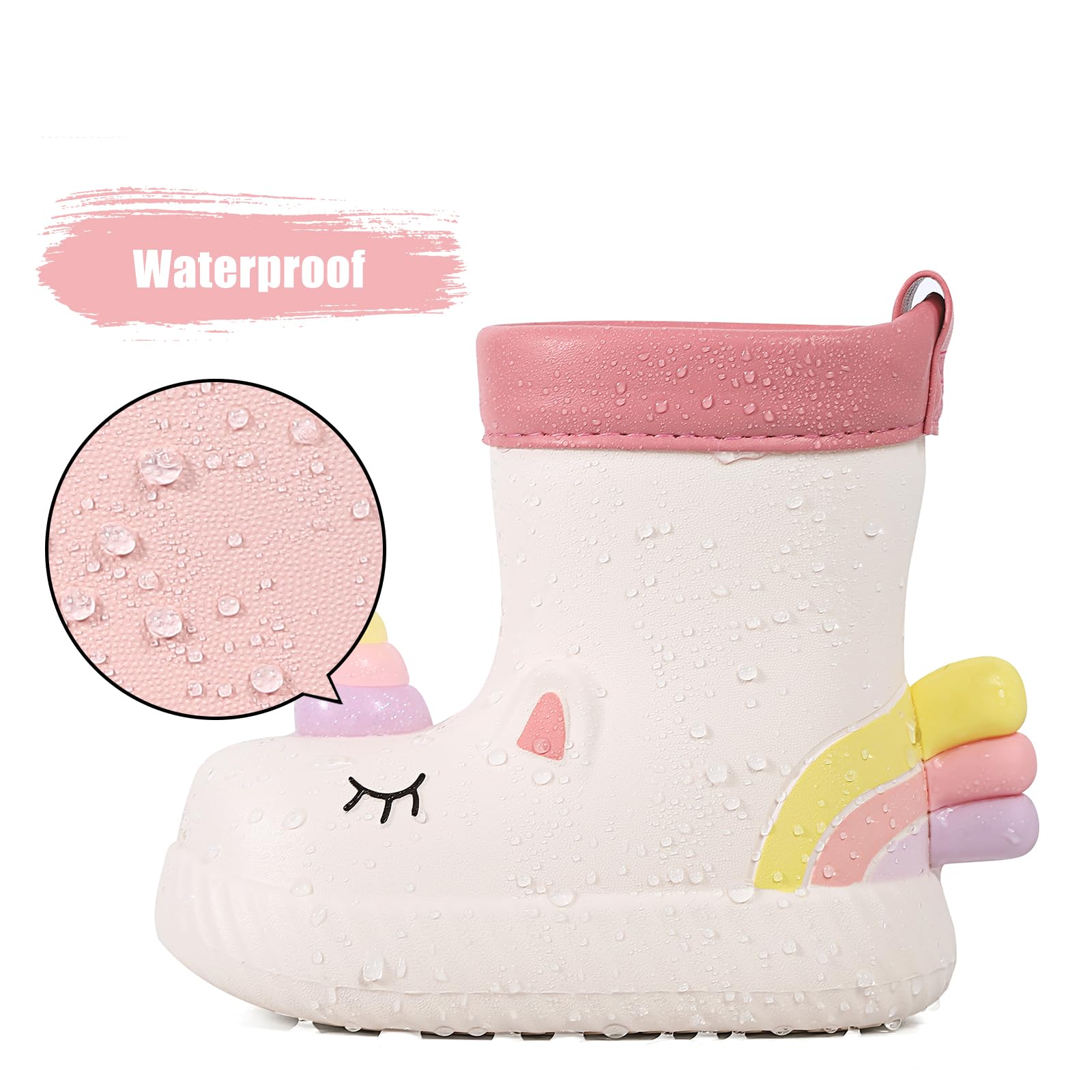 MASOCIO Botas de Agua Niña Botas Lluvia Bebé Dibujos Animados de Animales Impermeables y Antideslizante Talla 20-29 EU