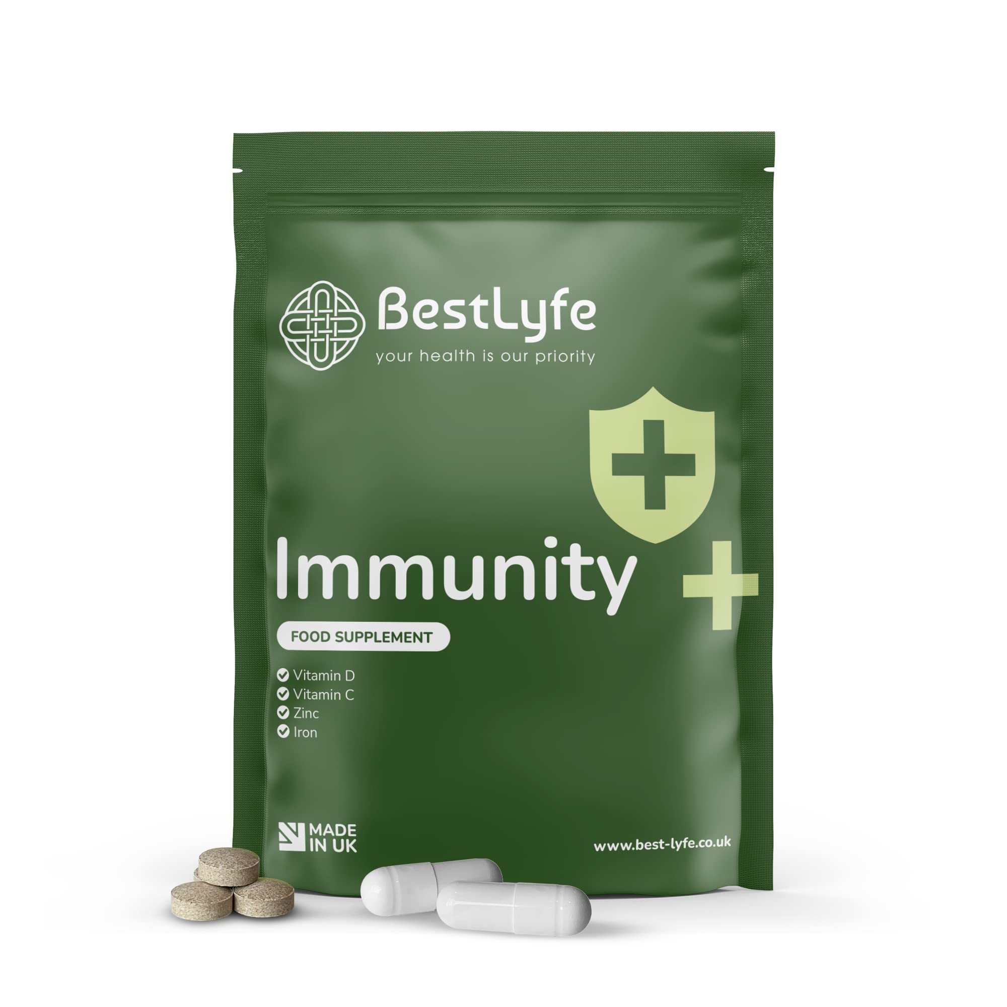 Immunity Nutritional Support | 4 Product Bundle | 240 Tablets | Wellbeing | Energy | Vitamin C | Vitamin D | Iron | Zinc | Vegetarian Friendly | BestLyfe Vitamins & Supplements | Made in UK
