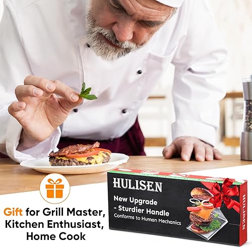 Miniatura 8 de HULISEN Espátula grande de acero inoxidable para parrilla  Espátula de metal resistente de 6 x 5 pulgadas con bordes de corte accesorios para