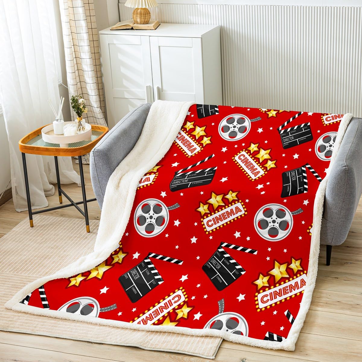 Homemissing Kids Movie Theater Decor Fleece Throw Blanket Movie Night Sherpa Blanket for Boys Girls Room Decor Cinema Plush Blanket Women Men Vidicon Fuzzy Blanket Baby 30x40 Inch — image 1