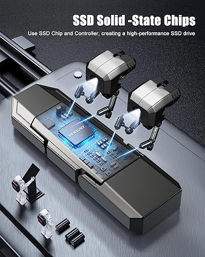 Miniatura 5 de Vansuny Disco duro externo portátil de 1 TB de hasta 500 MBs Unidad de estado sólido USB 3.2 Gen 2 Dual SSD para teléfono Android, tableta, laptop,