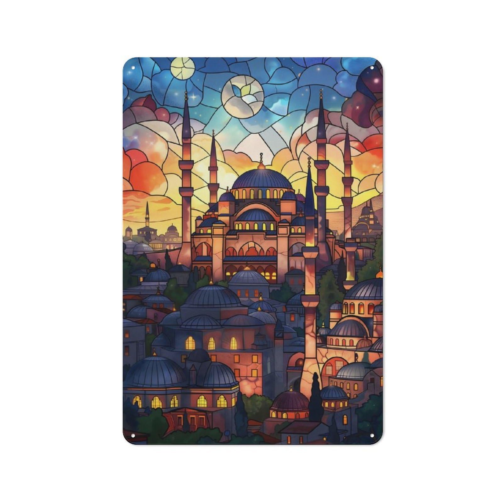Junmoney Istanbuls Radiant Dawn Classic Decorative Tin Plaque 30X20cm Featuring Novelty Wall Art For Home, Shop, Pub Or Studio Wall