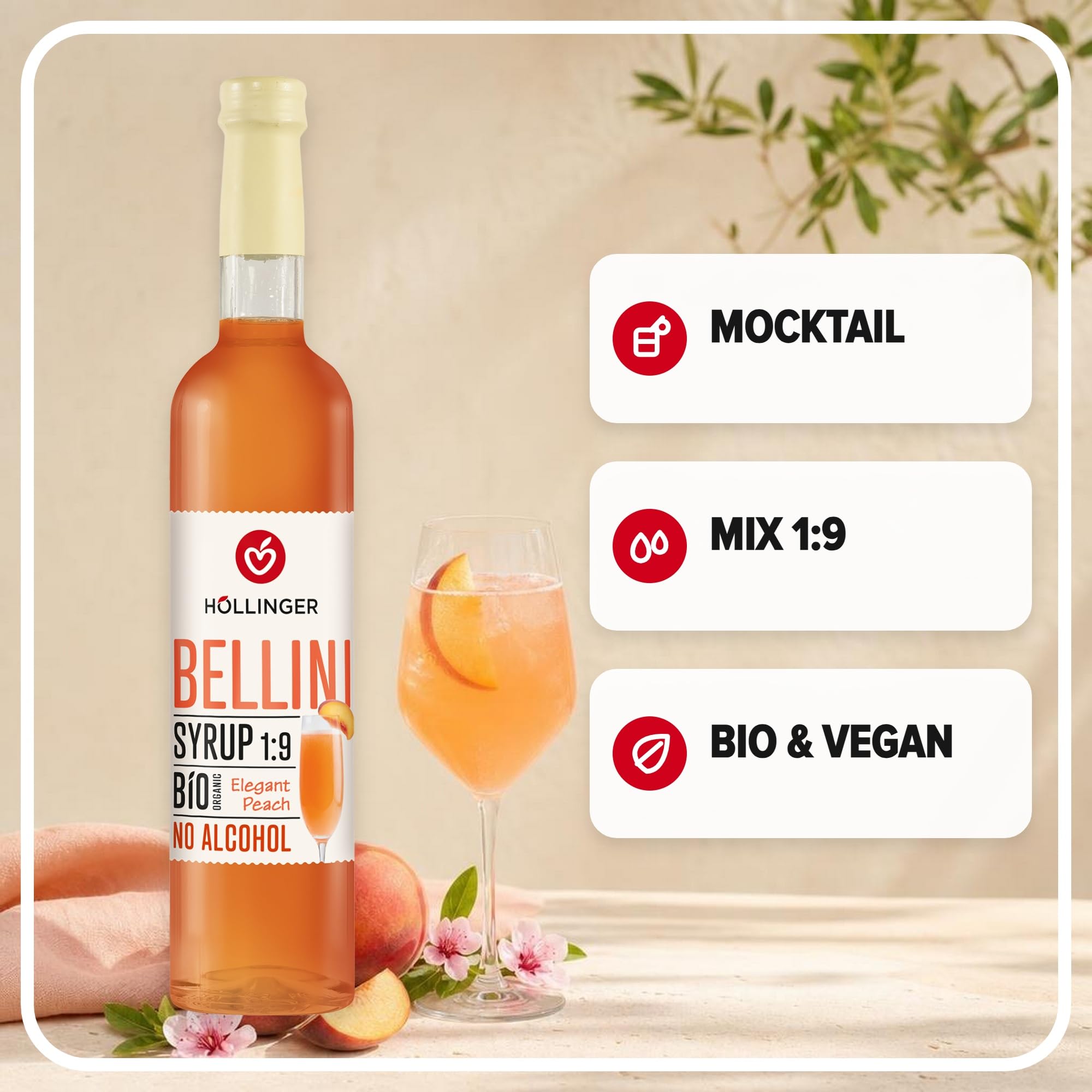 HÖLLINGER Sirops Viva Italia Cocktail Bio Sans Alcool, Pack de 3 Saveurs (Limoncello, Aperitivo, Bellini), 3x500ml, Concentré 1:9