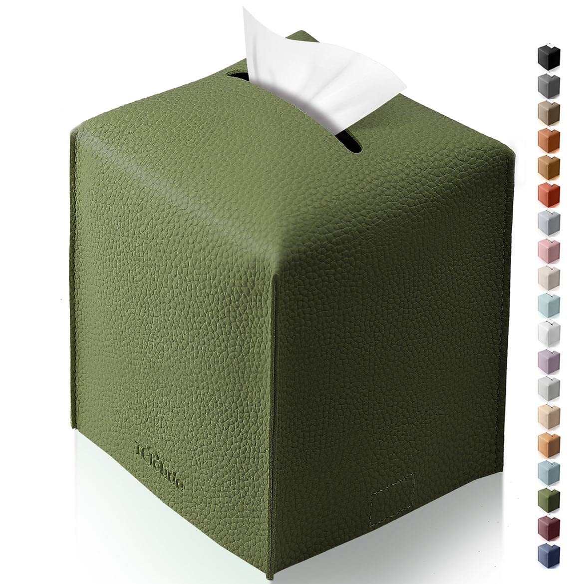 Tclouda Tissue Box Cover for PU Leather, Modern Simple Solid Color Holder Square Tissue Bag, Ideal for Bathrooms,Office,Car,Nightstand,Outdoor Tent,
