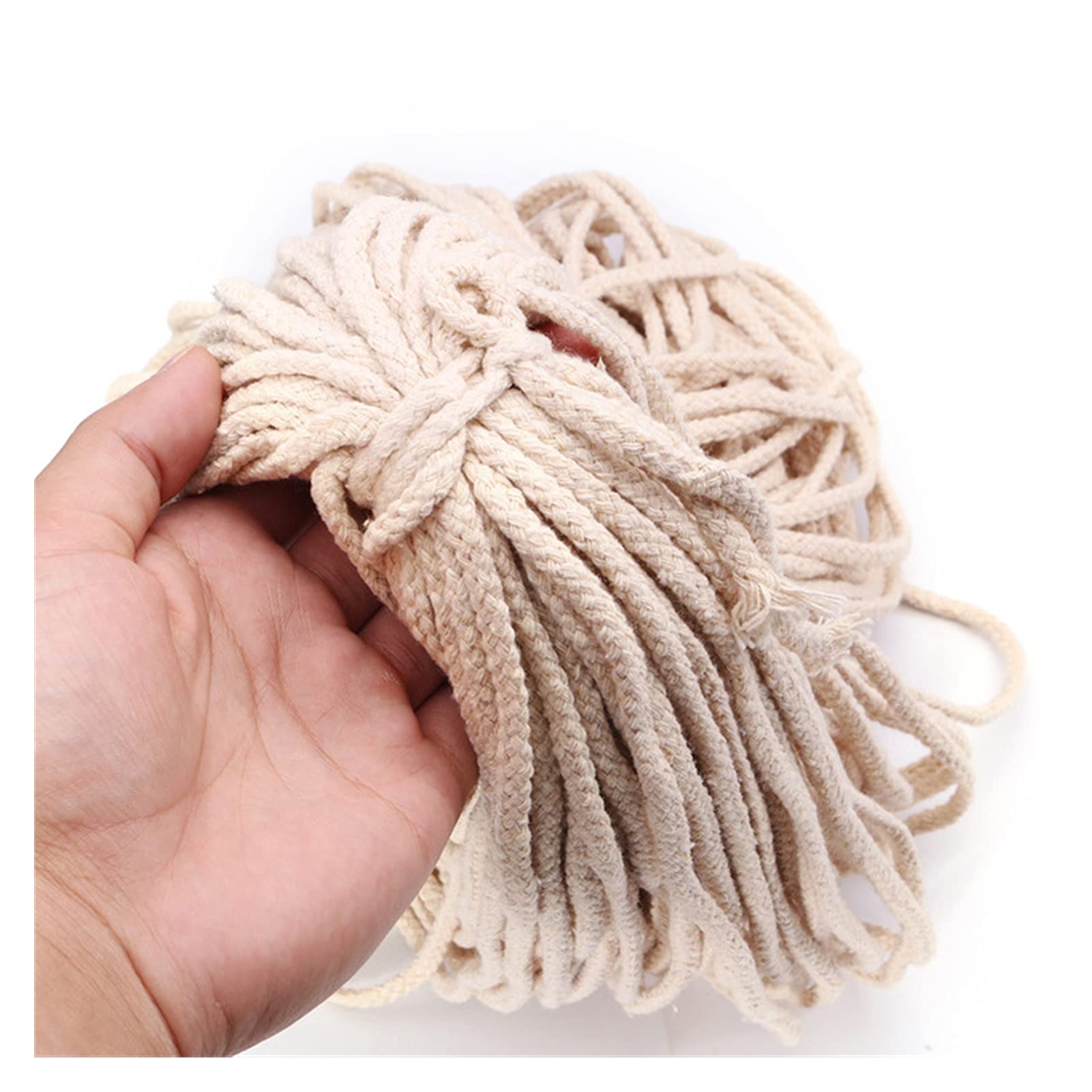 Cadena 5MMX100M Cuerda de Macrame de algodón Trenzado Cuerda torcida Rope DIY Craft Macrame Woven String Inicio Accesorios Textiles Regalo Beige Khaki para Manualidades (Color : Beige)