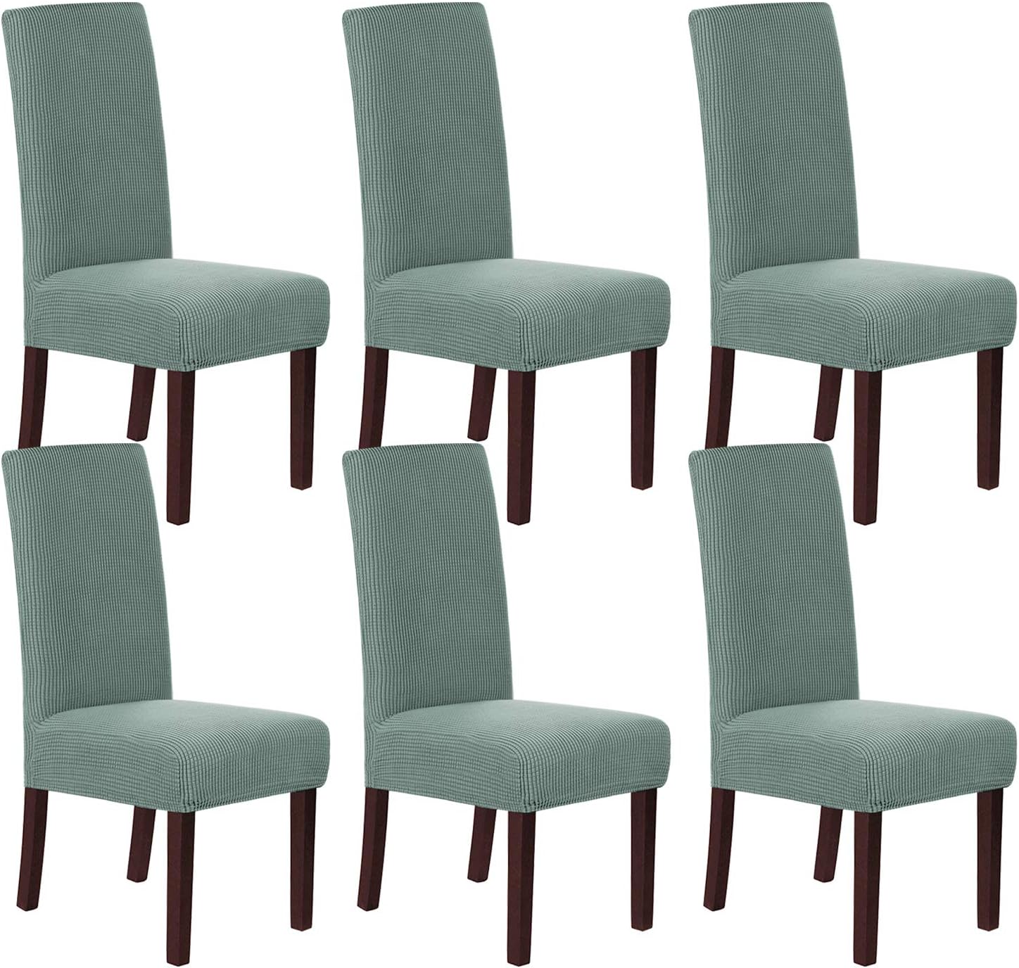 H.VERSAILTEX Stretch Dining Chair Covers Set of 6 Chair Covers for Dining Room Parsons Chair Slipcover Chair Protectors Covers Dining, Feature Textured Checked Jacquard Fabric, Sage 6 Pack Sage
