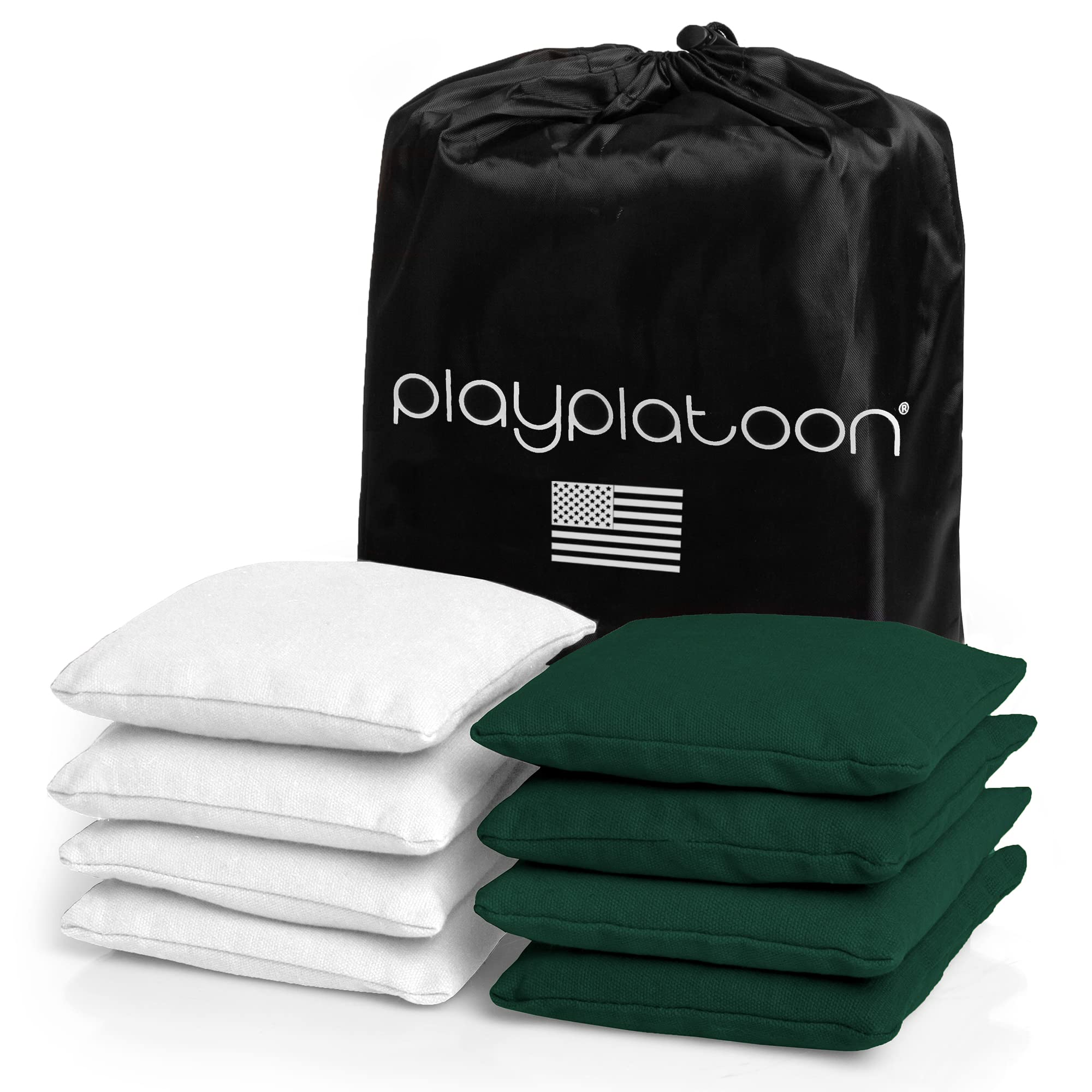 Play Platoon Premium Weather Resistant Duckcloth Cornhole Bags - Set of 8 Bean Bags for Corn Hole Game - Regulation Size & Weight