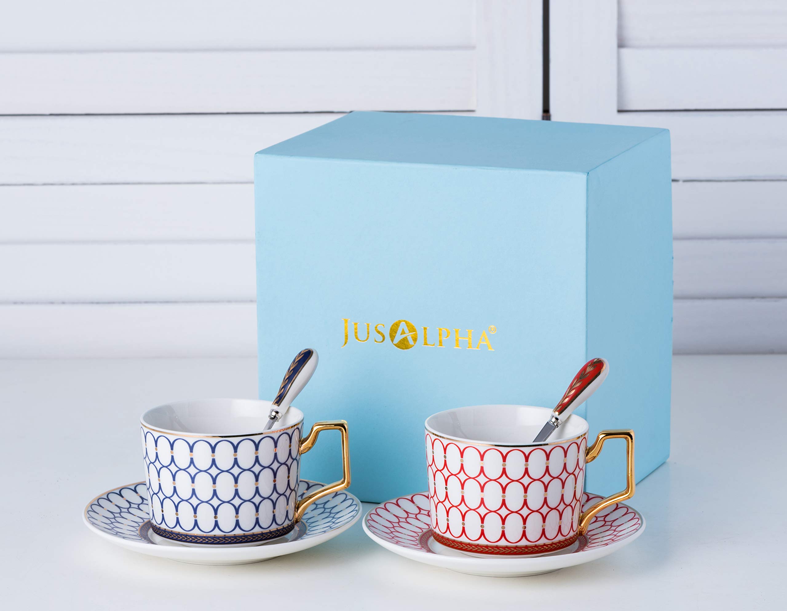 Set Of 6 - Jusalpha Porcelain Tea Cup And Saucer Set-Coffee Cup Set - View #7