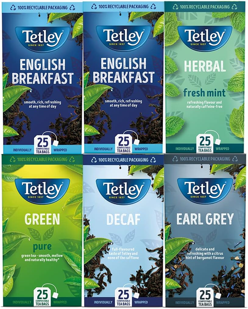Tetley Variety Pack Black Tea String & Tag Individually Wrapped