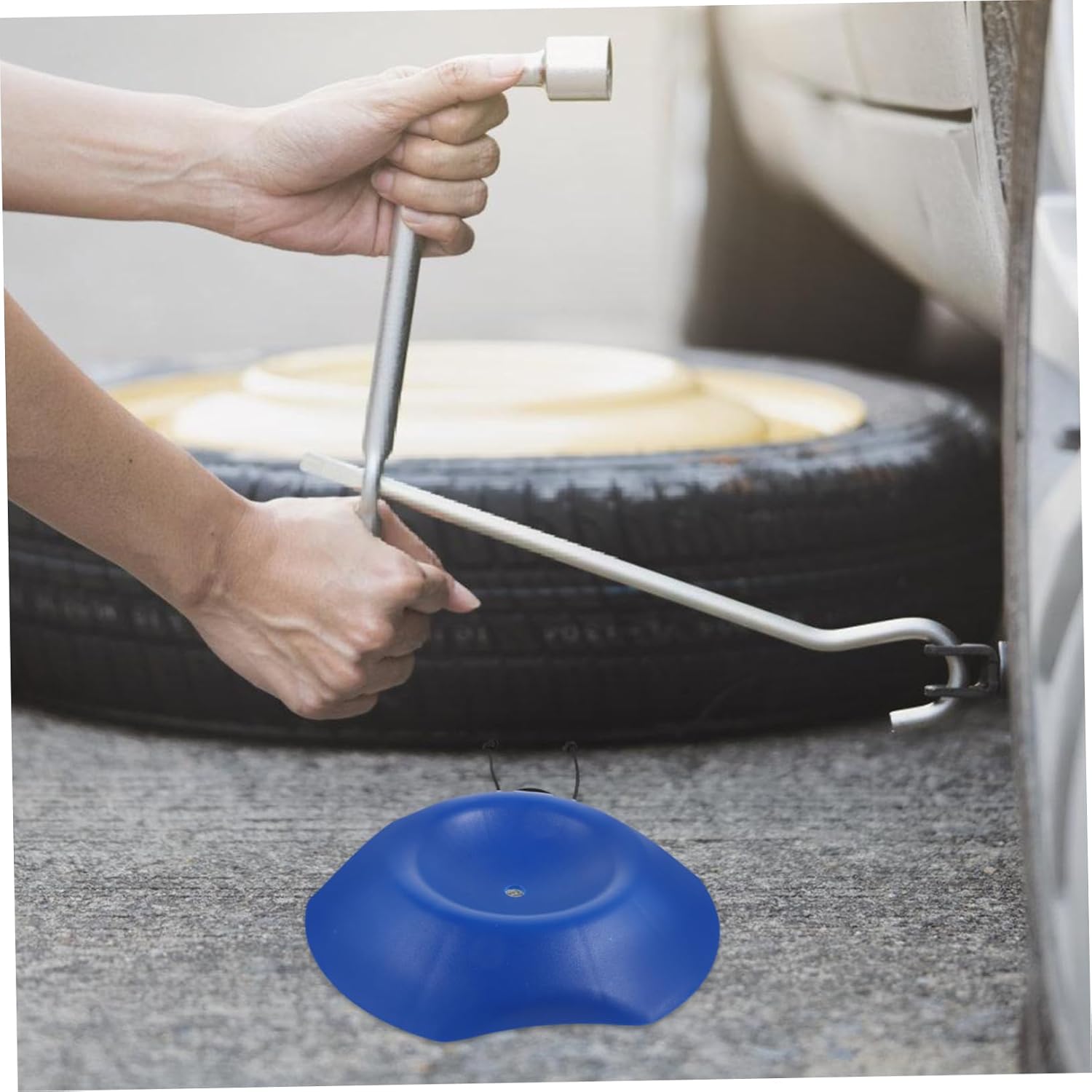 GARVALON Blue PP Wheel Chock Wedge for Car and Rv Parking Stability