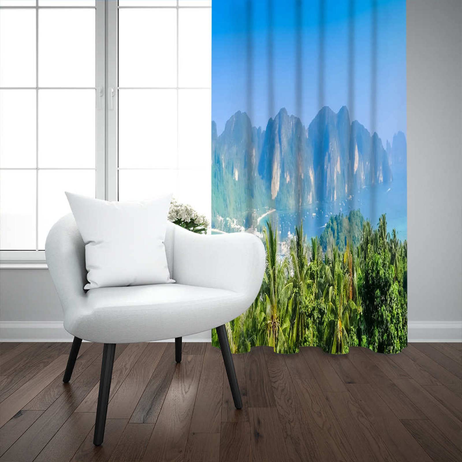 Cortinas Opacas 3D Súper Suaves para Niños, Verde y Bosque, W168cm (66") x D229cm (90") x 2, con Impresión, Dormitorio, Sala de Estar, Aislamiento Térmico, Anilla con Ojales, Cortinas Oscurecedoras pa